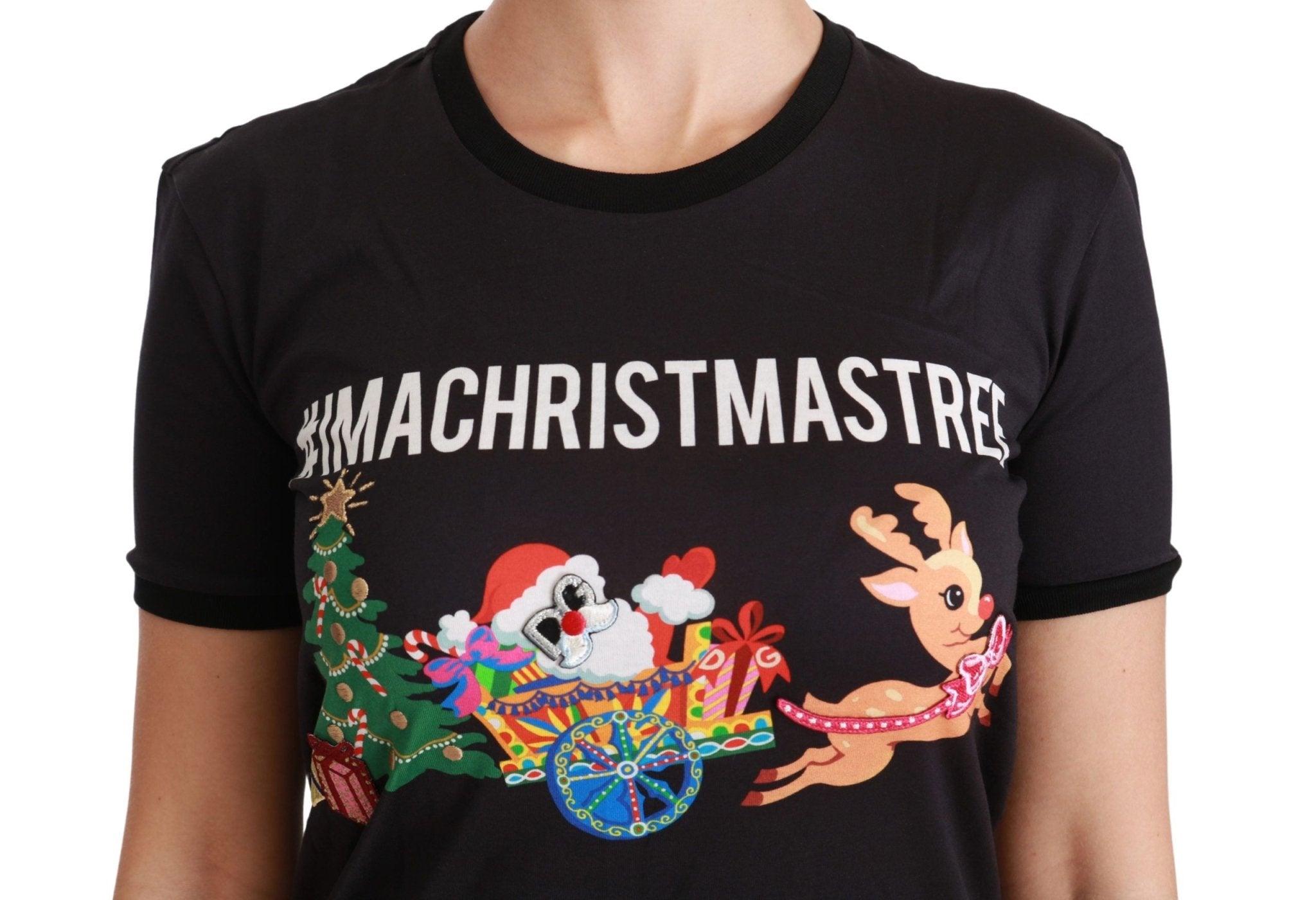 Dolce & Gabbana Black ImAChristmasTree Crewneck Top T-shirt - Dani Dyers