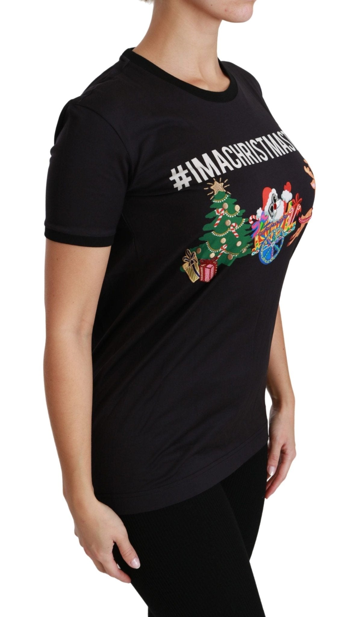 Dolce & Gabbana Black ImAChristmasTree Crewneck Top T-shirt - Dani Dyers