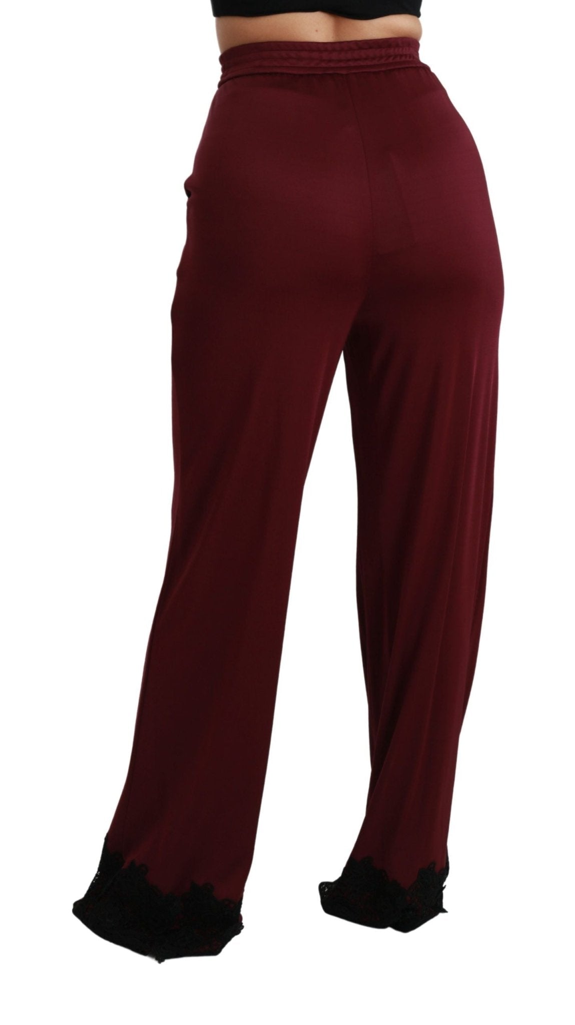 Dolce & Gabbana Black Lace High Waist Wide Leg Maroon Pants - Dani Dyers