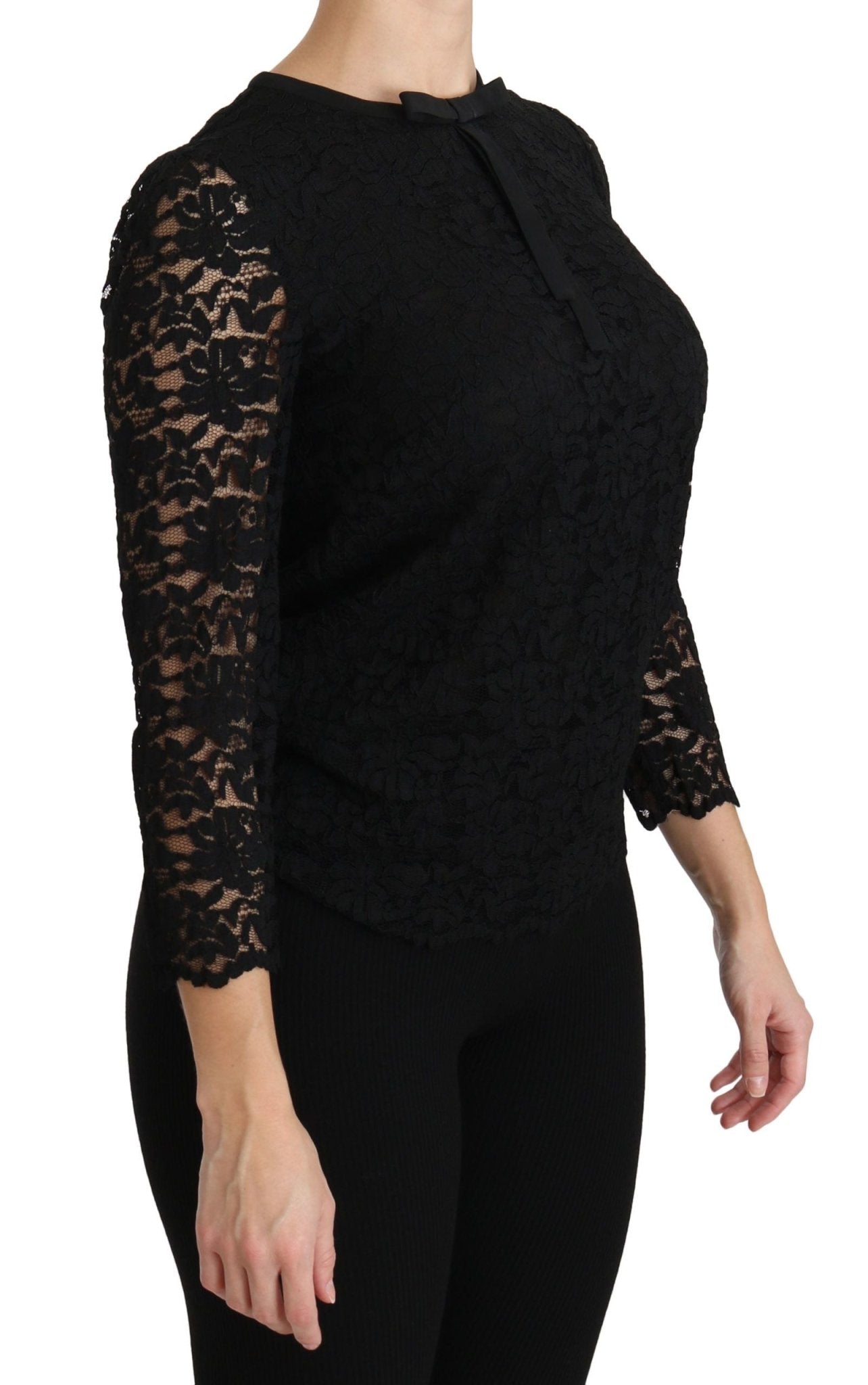 Dolce & Gabbana Black Lace Long Sleeve Nylon Blouse - Dani Dyers