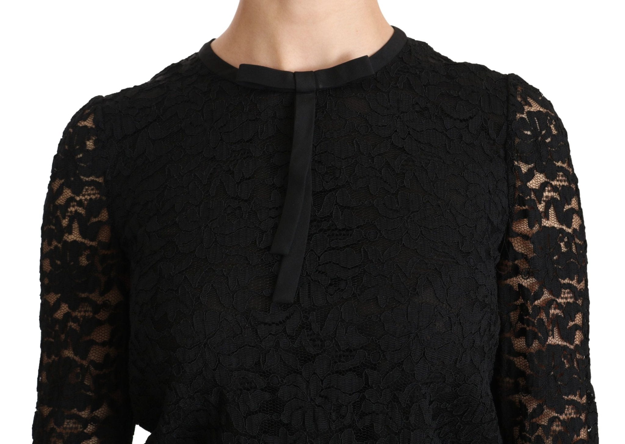 Dolce & Gabbana Black Lace Long Sleeve Nylon Blouse - Dani Dyers