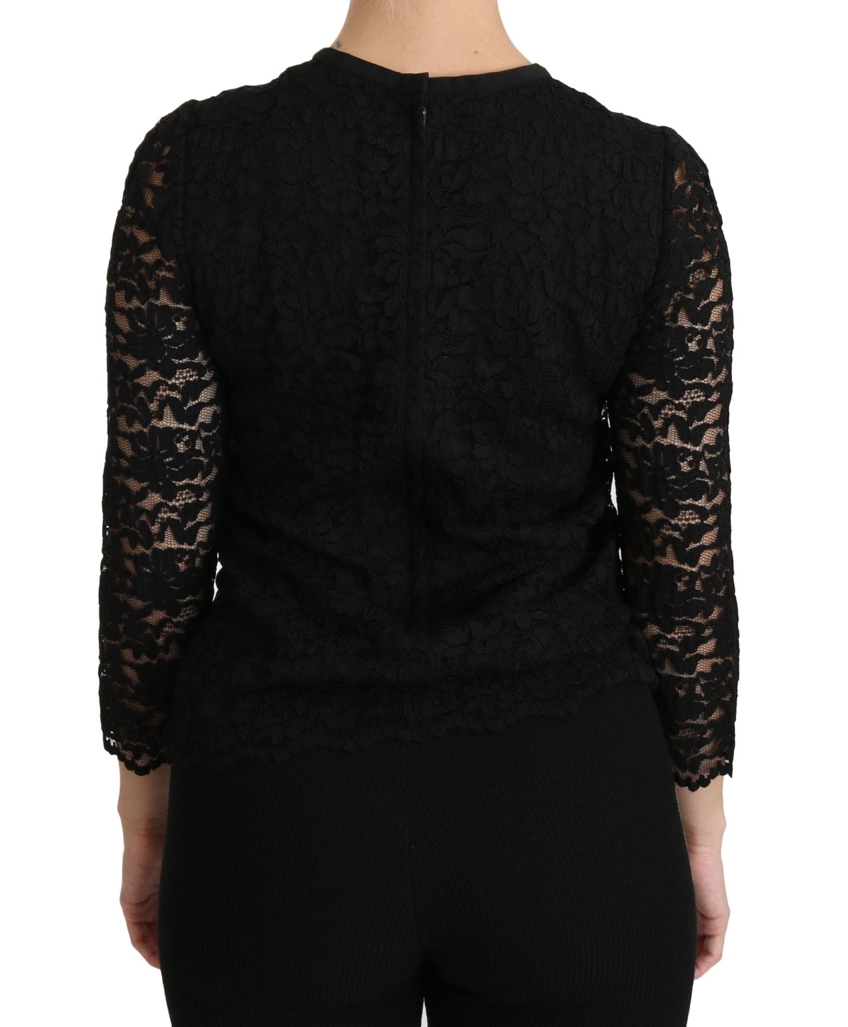 Dolce & Gabbana Black Lace Long Sleeve Nylon Blouse - Dani Dyers