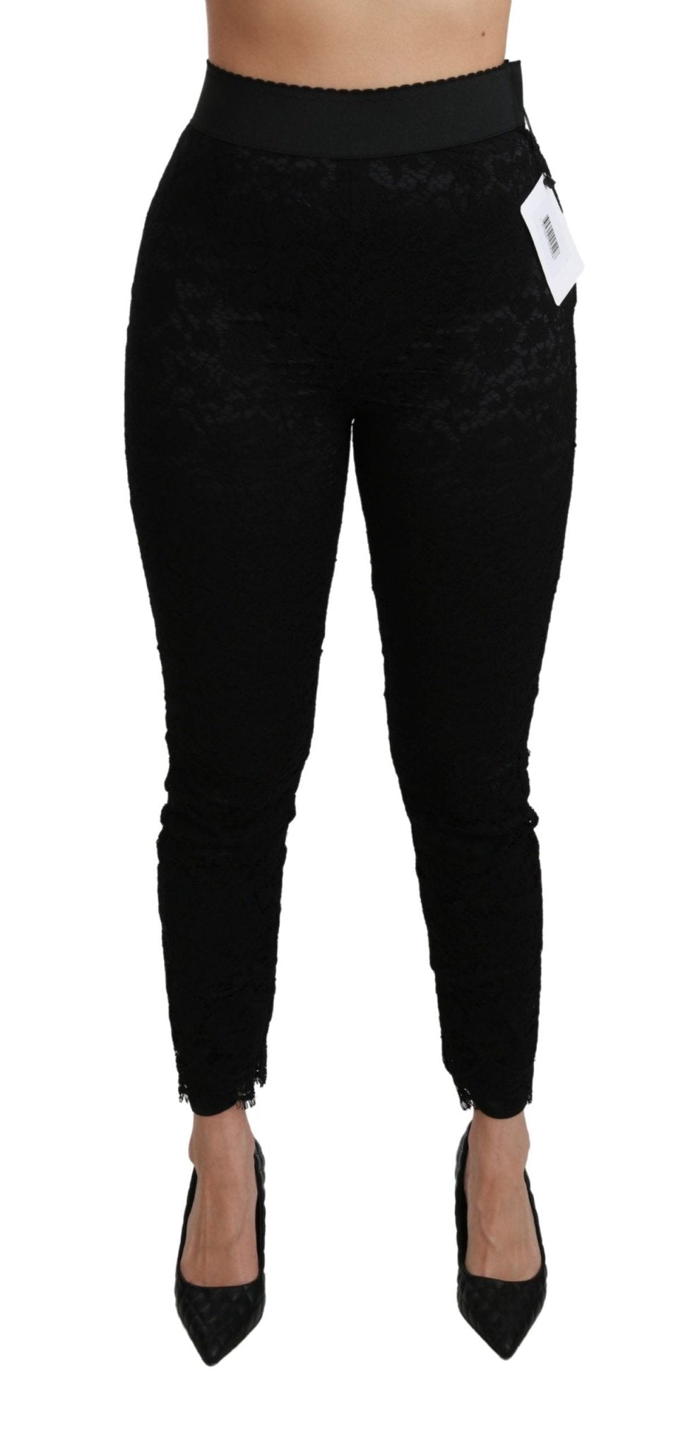 Dolce & Gabbana Black Lace Skinny High Waist Cotton Pants - Dani Dyers