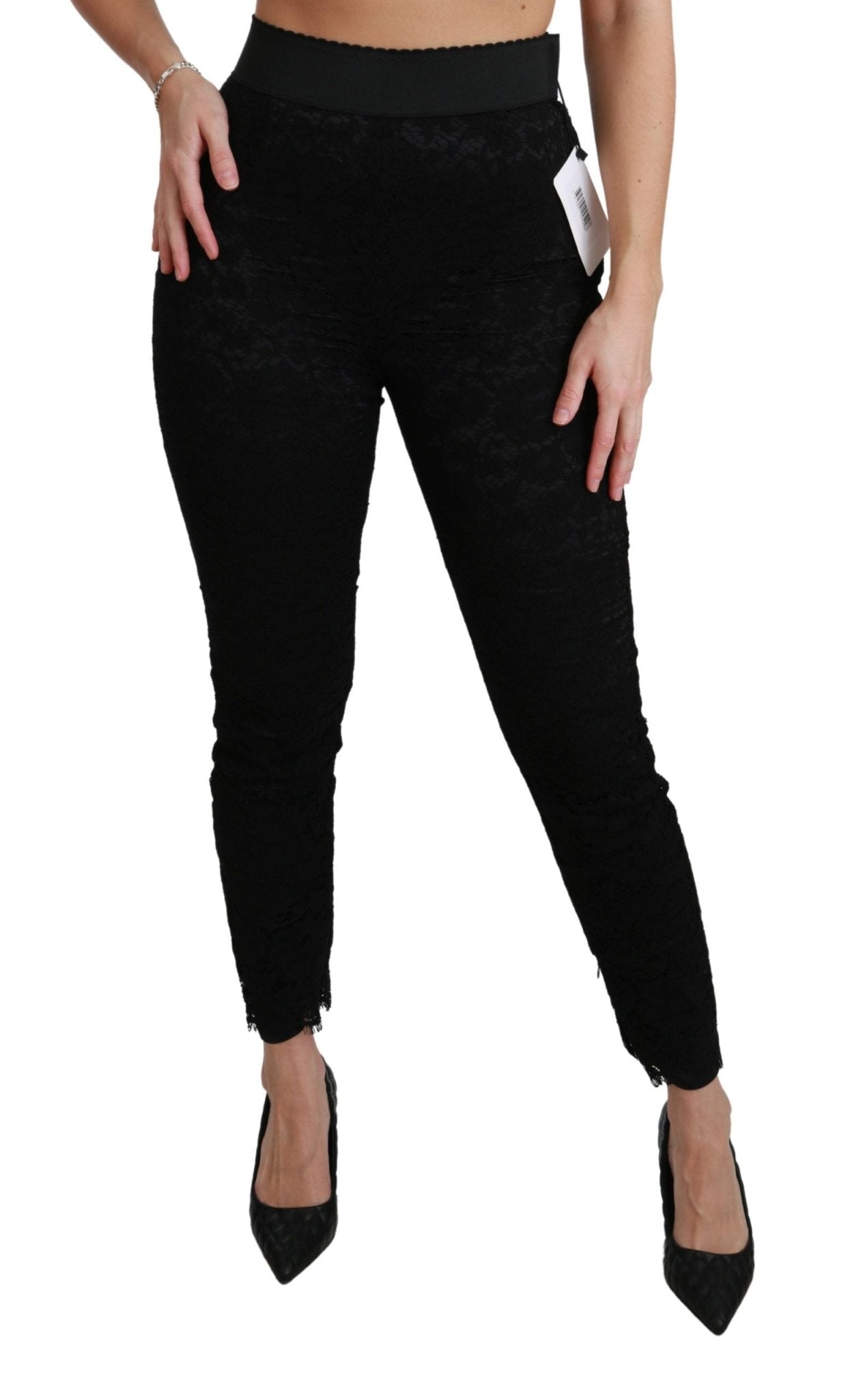 Dolce & Gabbana Black Lace Skinny High Waist Cotton Pants - Dani Dyers