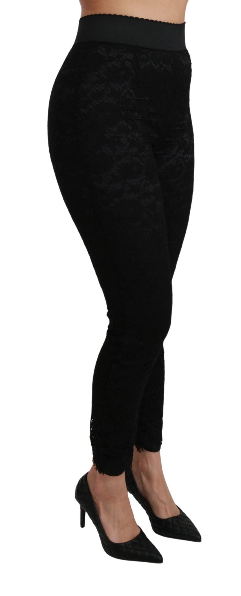 Dolce & Gabbana Black Lace Skinny High Waist Cotton Pants - Dani Dyers