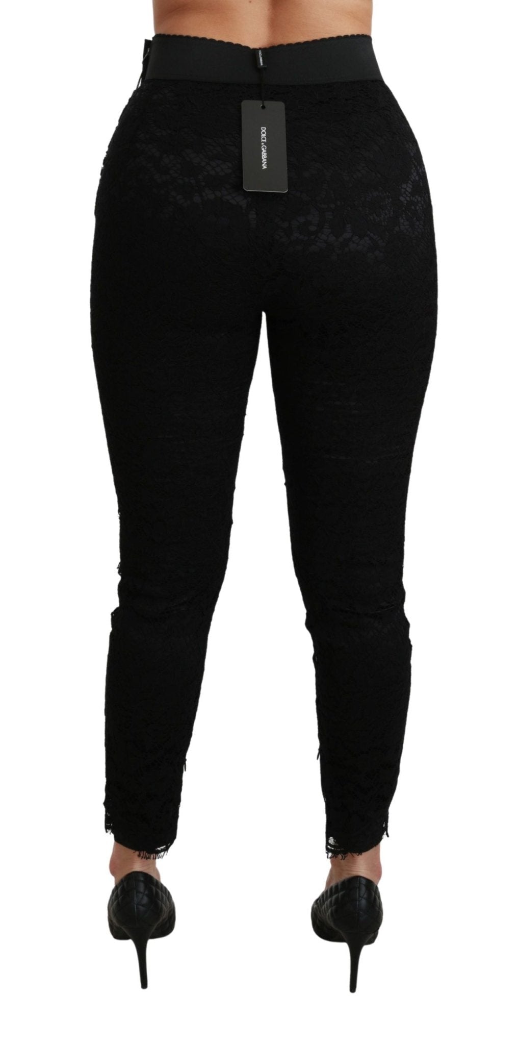 Dolce & Gabbana Black Lace Skinny High Waist Cotton Pants - Dani Dyers