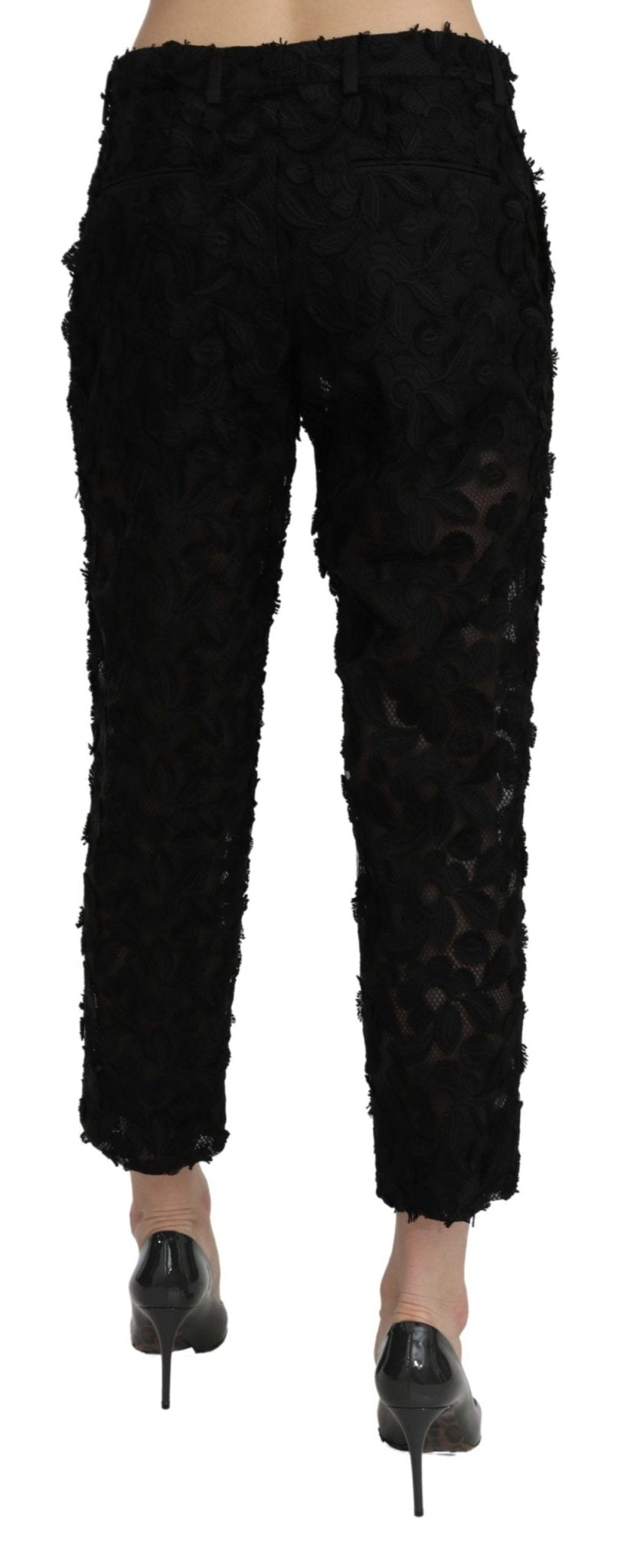 Dolce & Gabbana Black Lace Straight Cropped High Waist Pants - Dani Dyers
