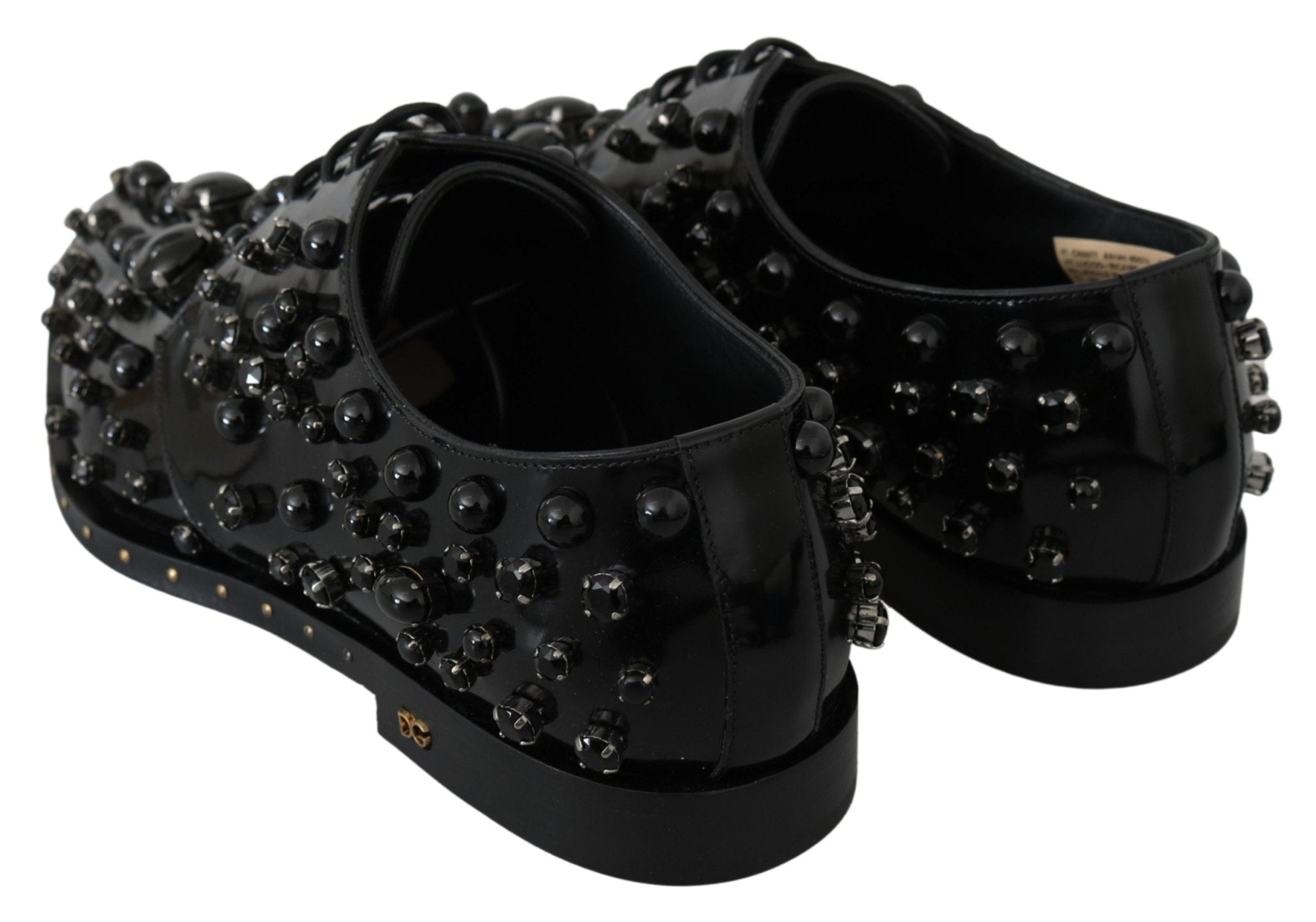 Dolce & Gabbana Black Leather Crystals Dress Broque Shoes - Dani Dyers