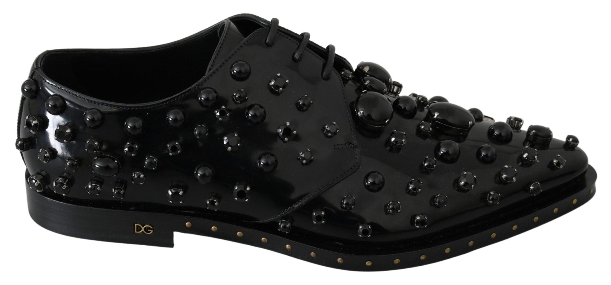 Dolce & Gabbana Black Leather Crystals Dress Broque Shoes - Dani Dyers