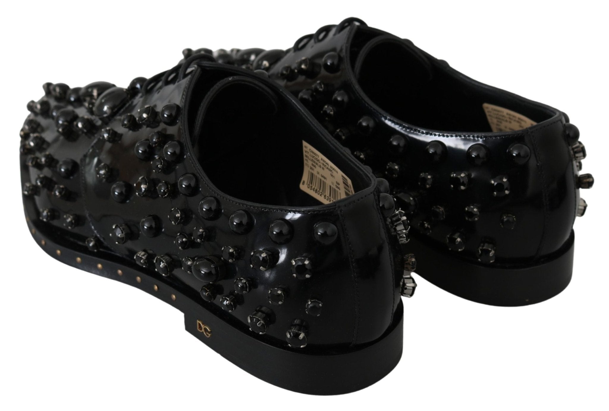 Dolce & Gabbana Black Leather Crystals Dress Broque Shoes - Dani Dyers
