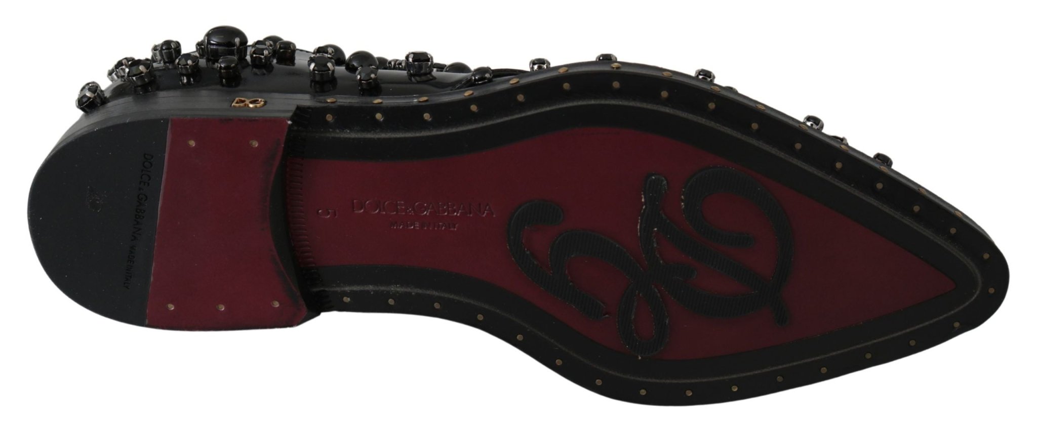 Dolce & Gabbana Black Leather Crystals Dress Broque Shoes - Dani Dyers