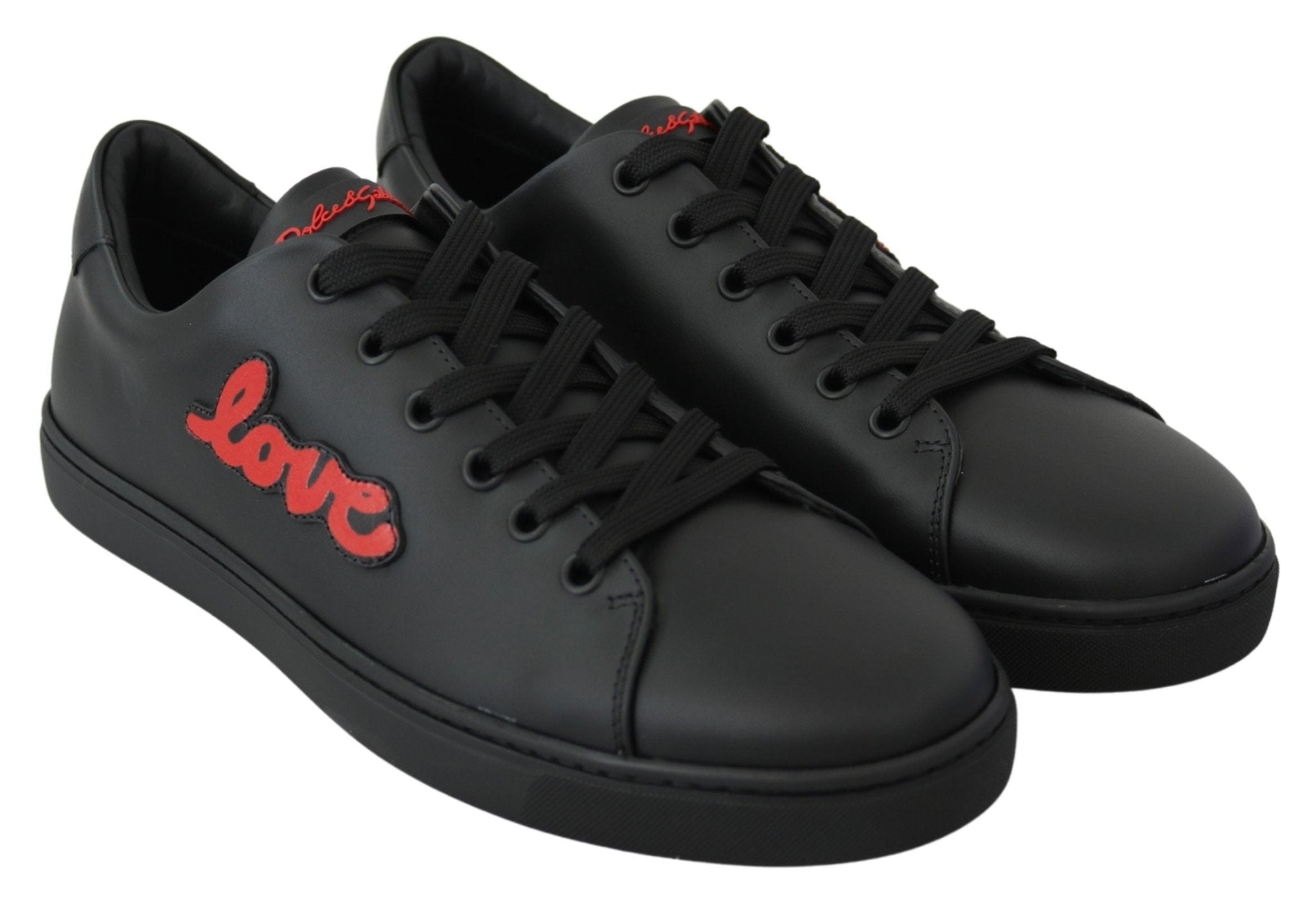 Dolce & Gabbana Black Leather Love Heart Sneakers Womens Shoes - Dani Dyers