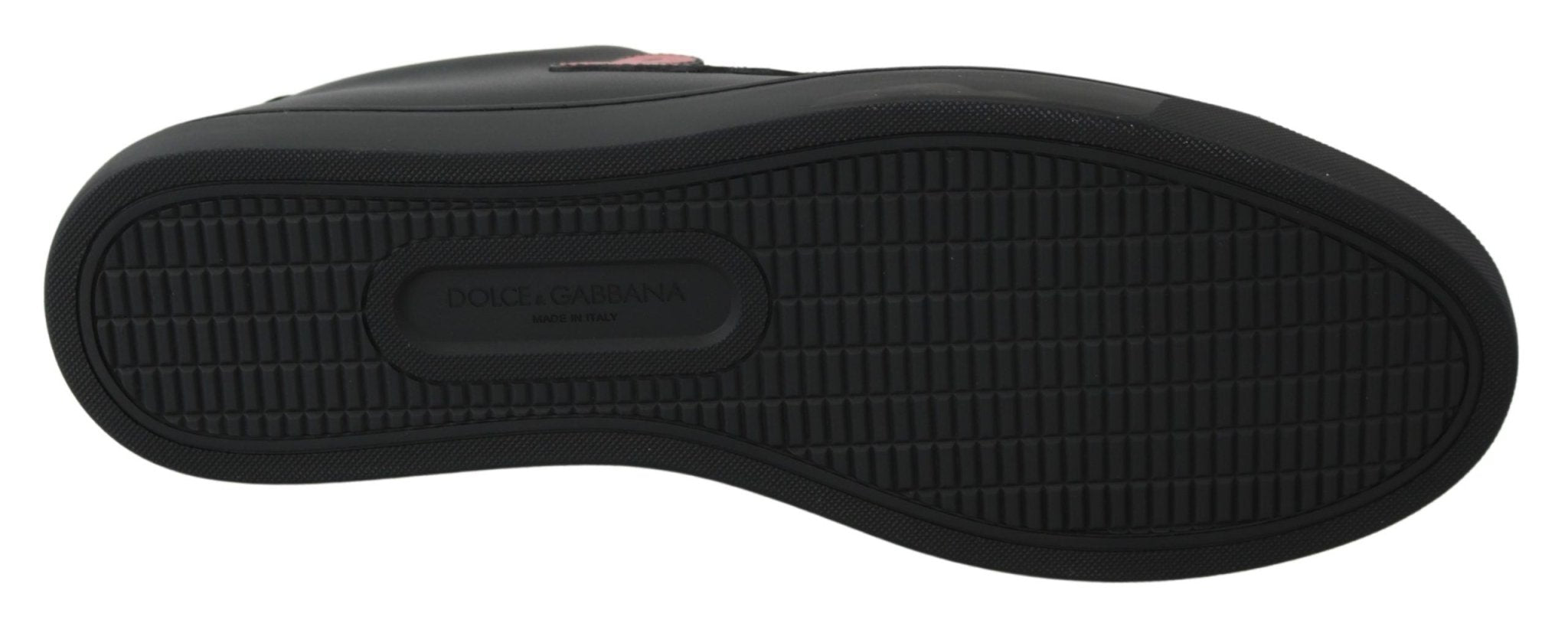 Dolce & Gabbana Black Leather Love Heart Sneakers Womens Shoes - Dani Dyers