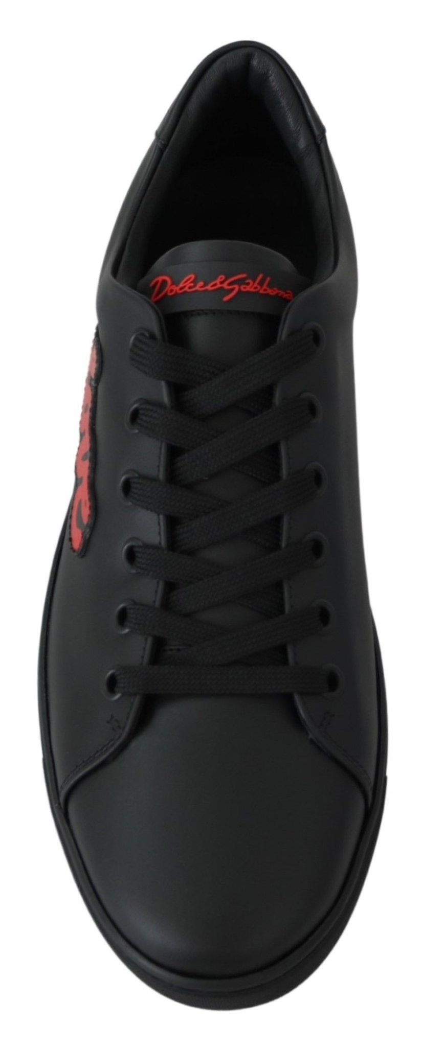 Dolce & Gabbana Black Leather Love Heart Sneakers Womens Shoes - Dani Dyers