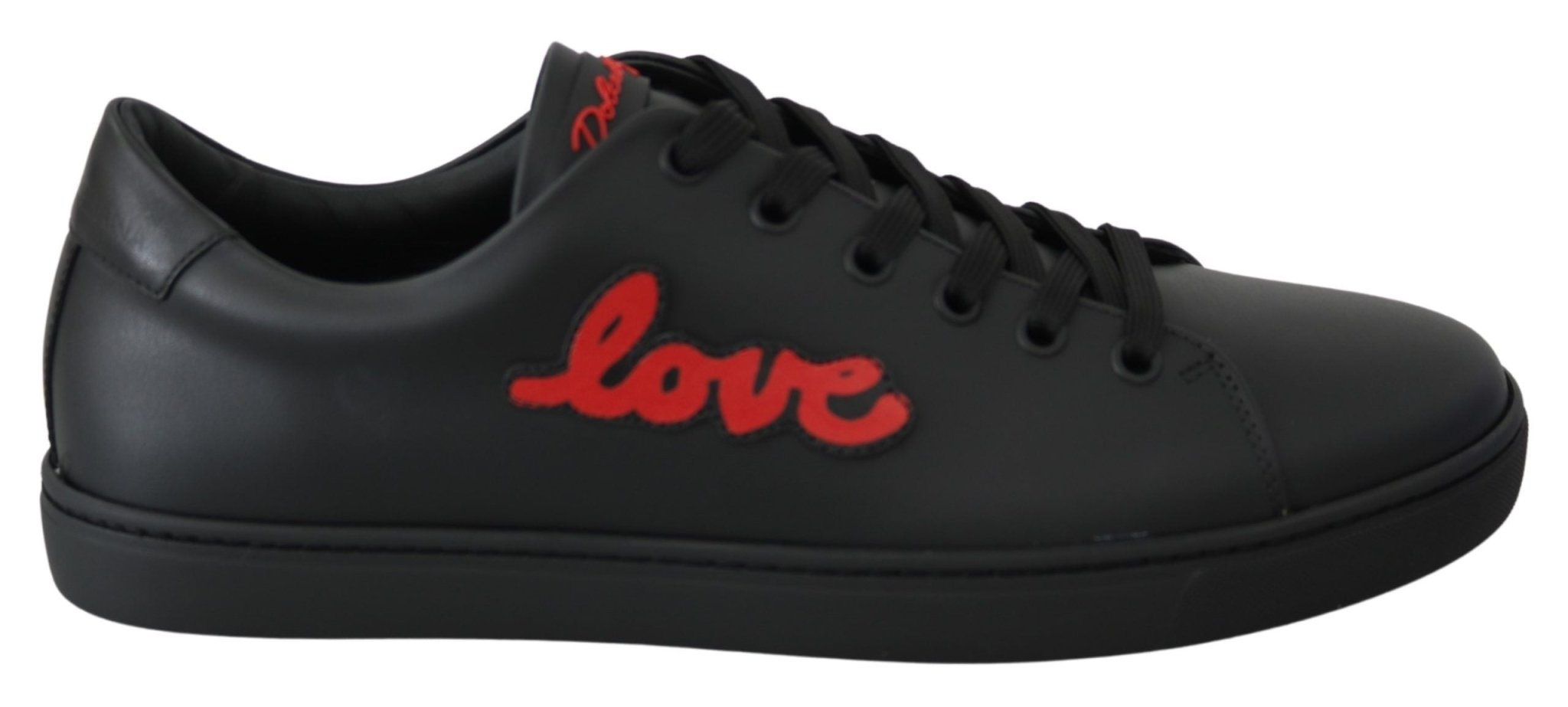 Dolce & Gabbana Black Leather Love Heart Sneakers Womens Shoes - Dani Dyers