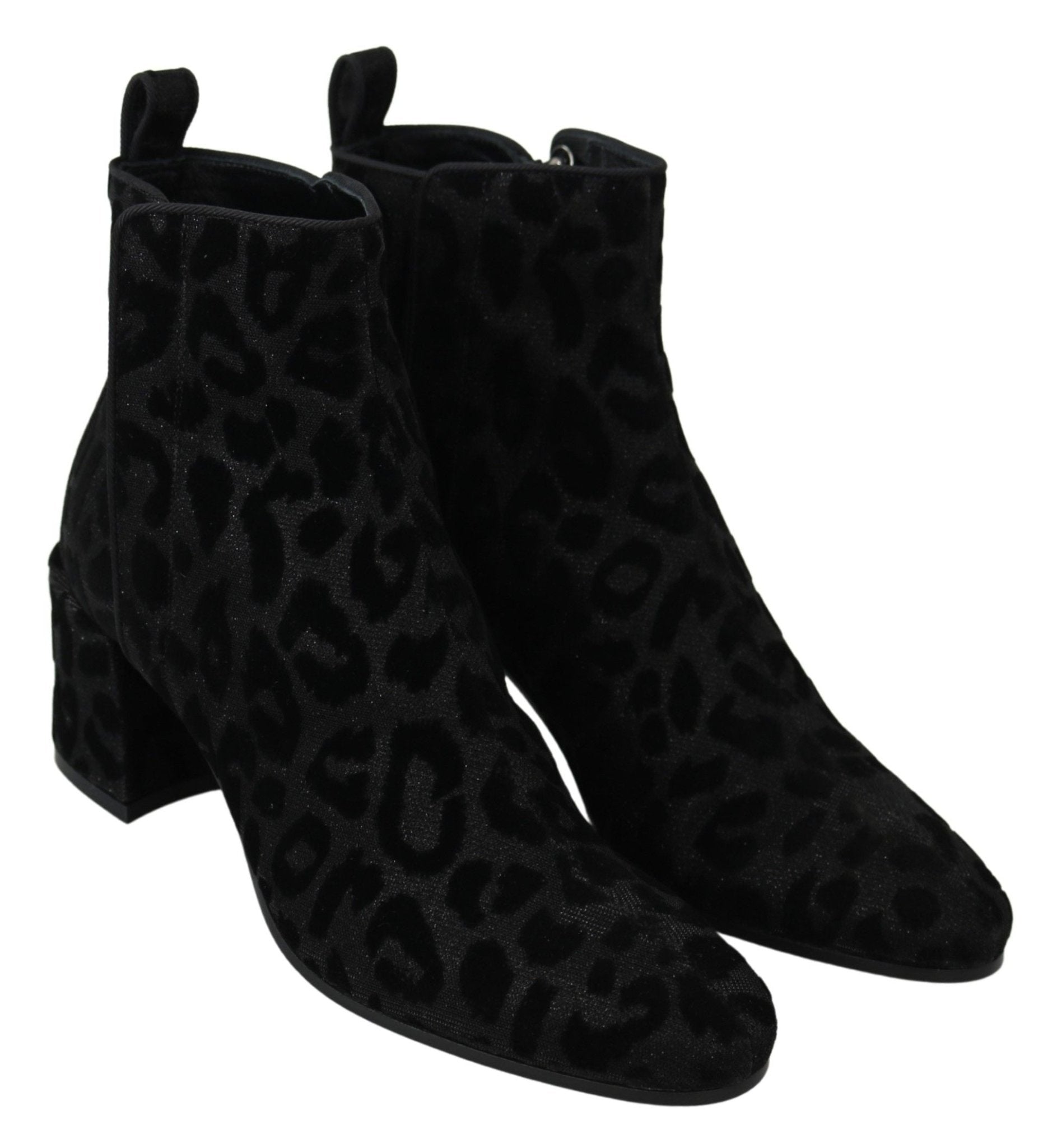 Dolce & Gabbana Black Leopard Short Boots Zipper Shoes - Dani Dyers