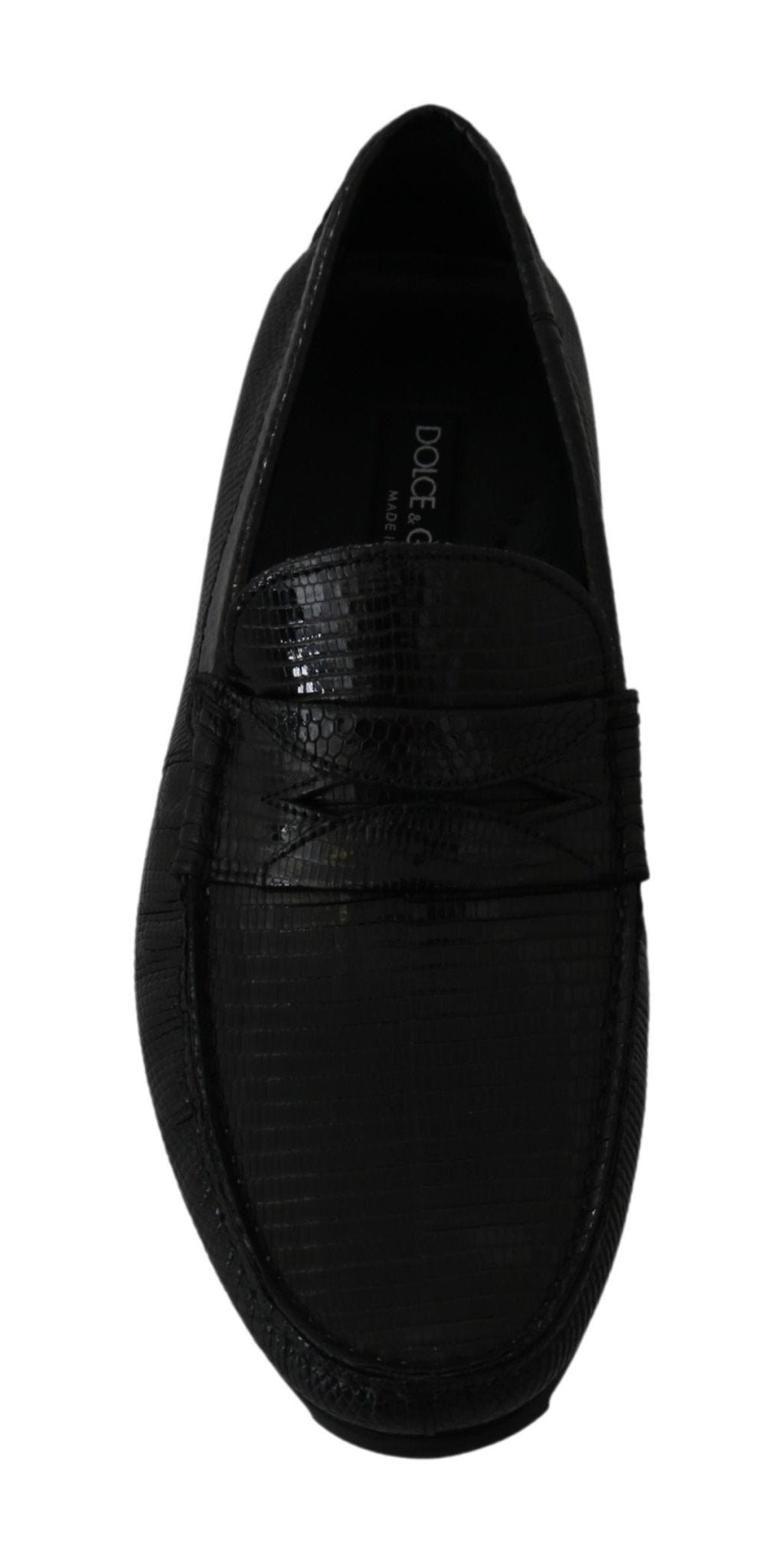 Dolce & Gabbana Black Lizard Leather Flat Loafers Shoes - Dani Dyers