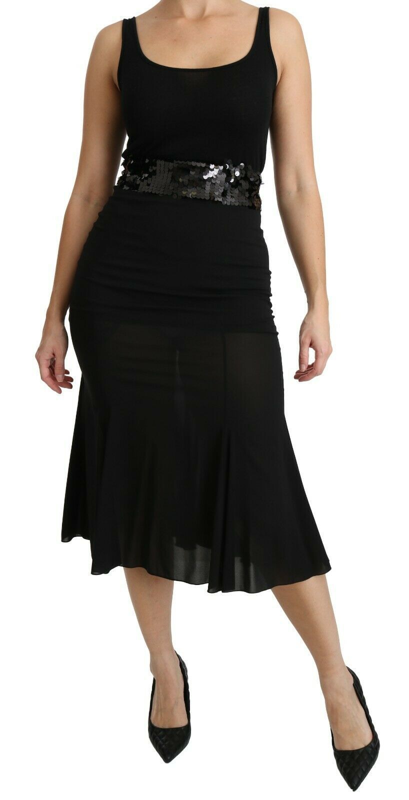 Dolce & Gabbana Black Mermaid High Waist Midi Silk Skirt - Dani Dyers