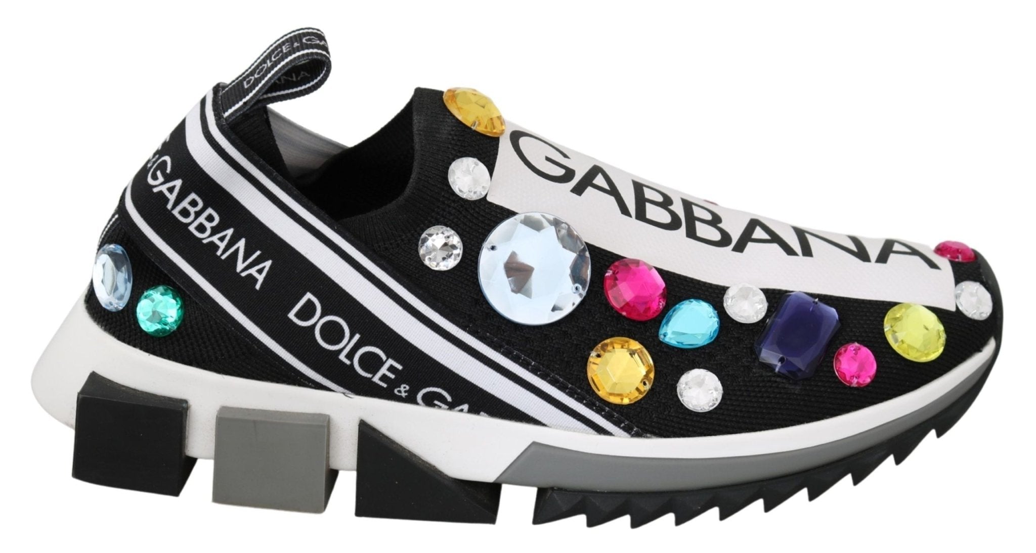 Dolce & Gabbana Black Multicolor Crystal Sneakers Shoes - Dani Dyers