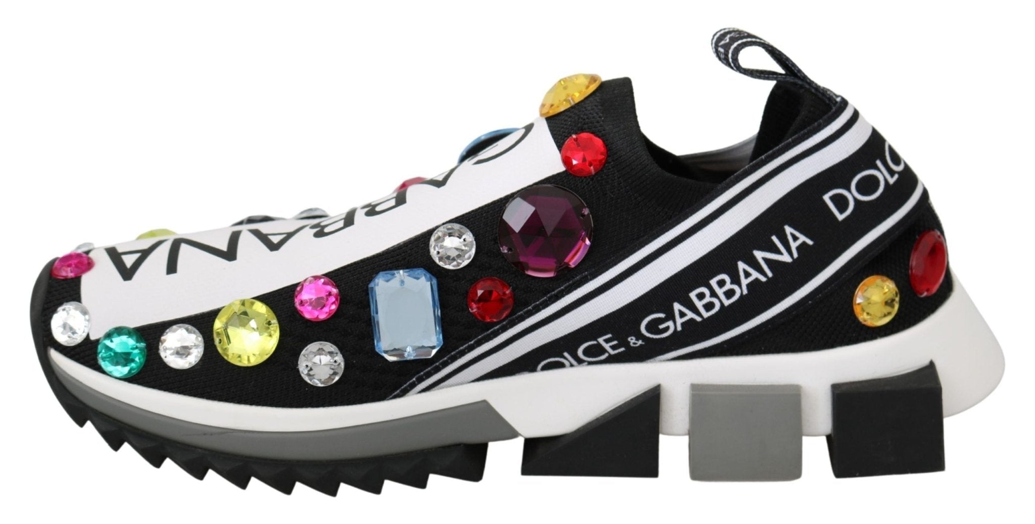 Dolce & Gabbana Black Multicolor Crystal Sneakers Shoes - Dani Dyers