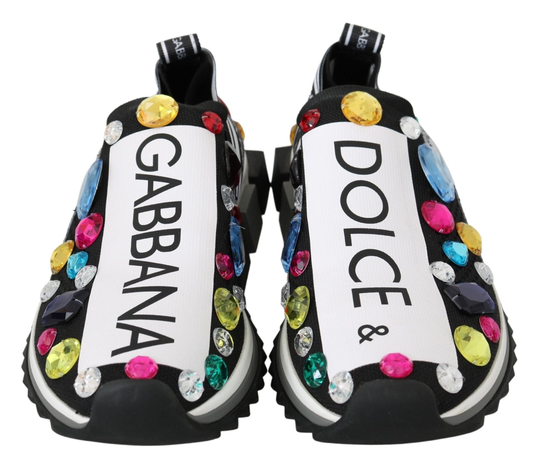 Dolce & Gabbana Black Multicolor Crystal Sneakers Shoes - Dani Dyers