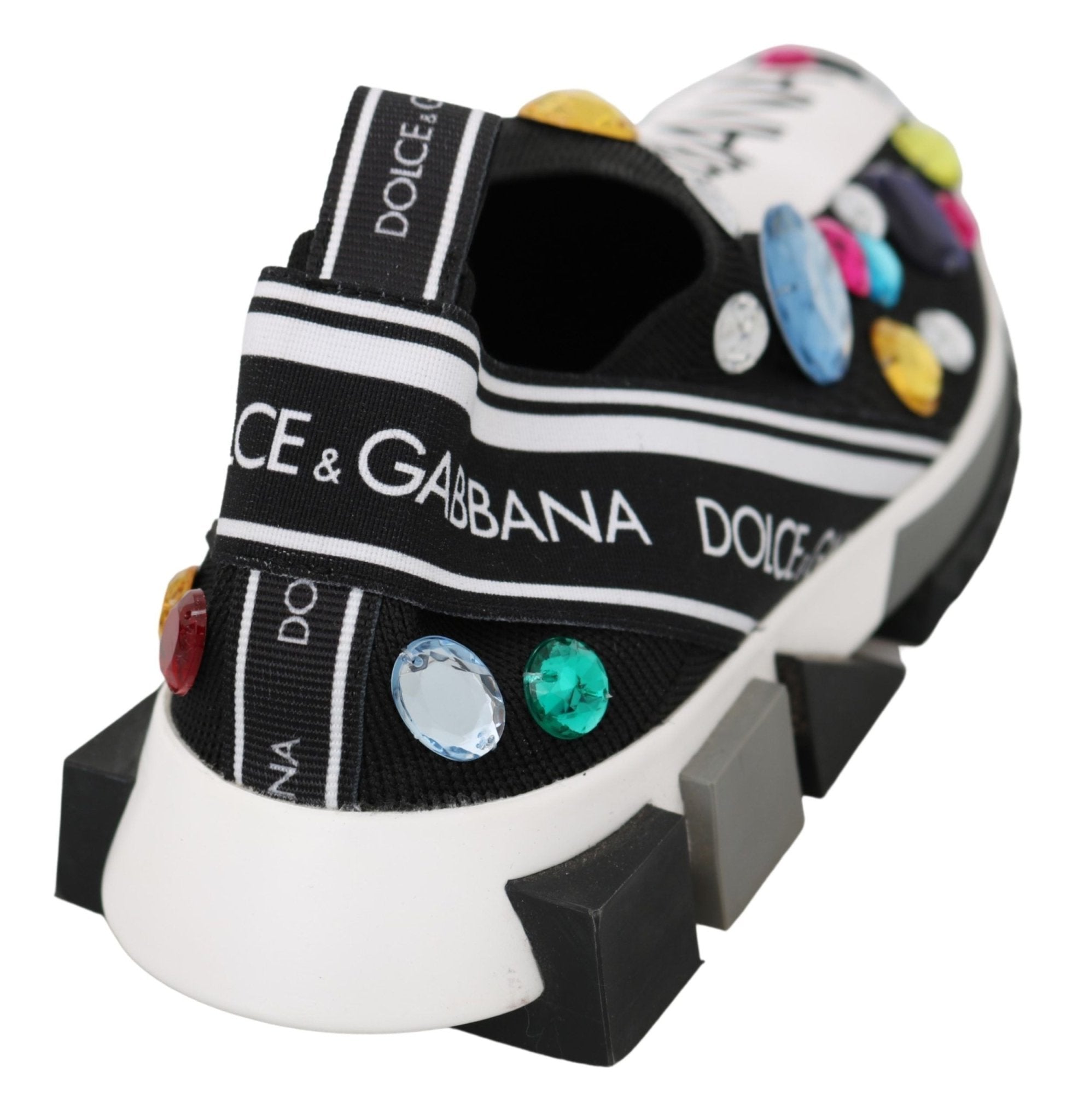 Dolce & Gabbana Black Multicolor Crystal Sneakers Shoes - Dani Dyers