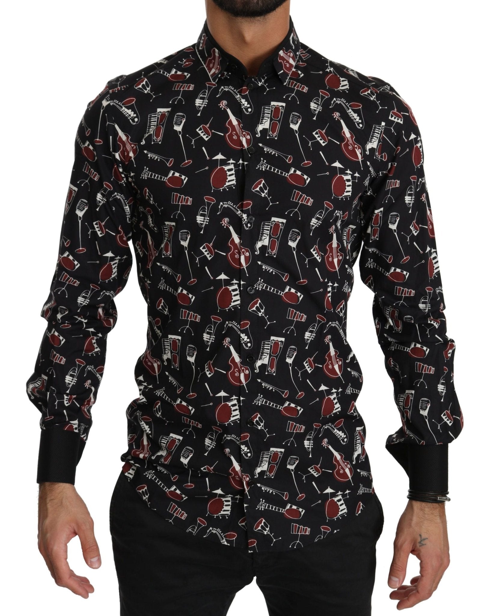 Dolce & Gabbana Black Musical Instrument Slim fit Shirt - Dani Dyers