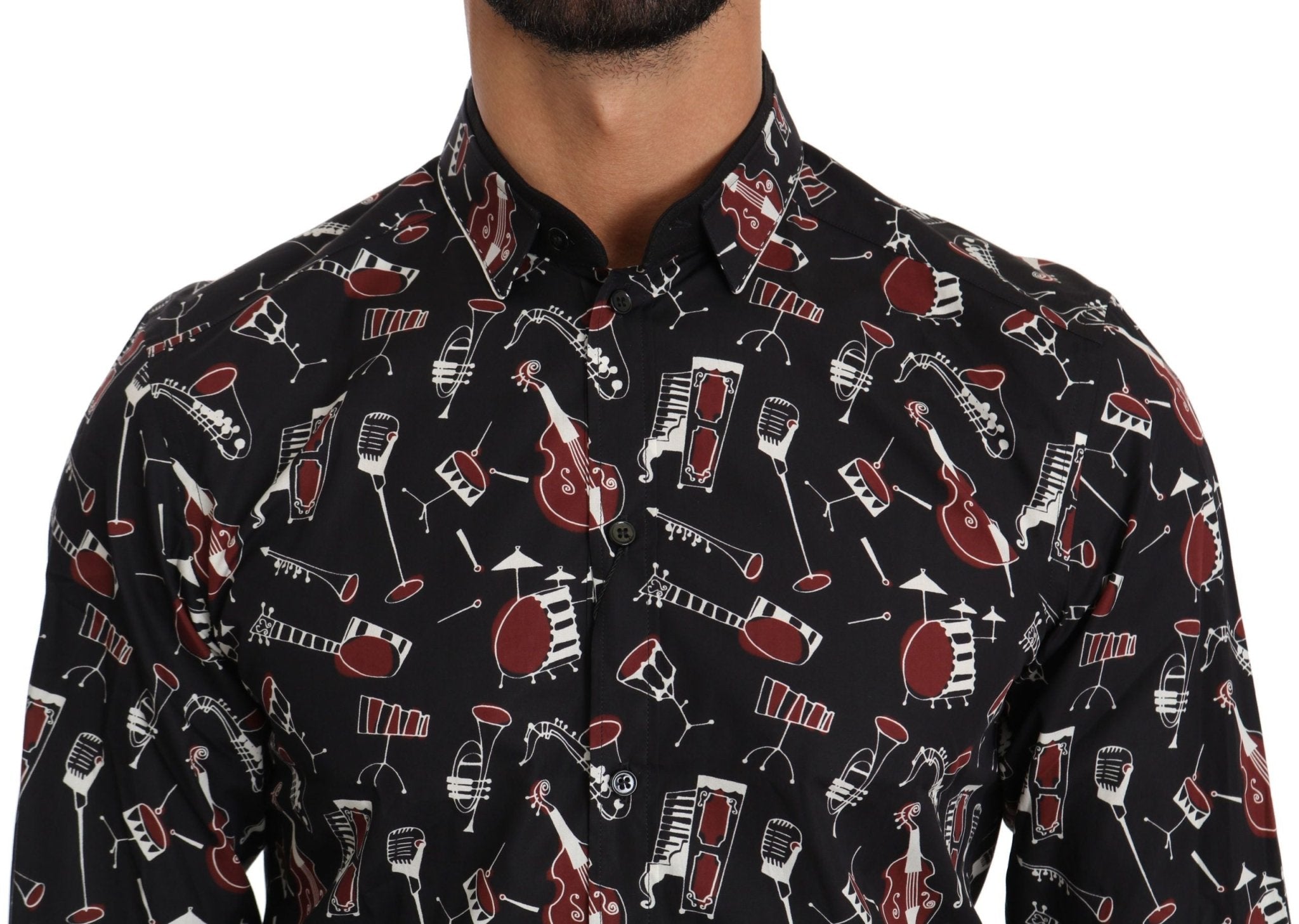Dolce & Gabbana Black Musical Instrument Slim fit Shirt - Dani Dyers