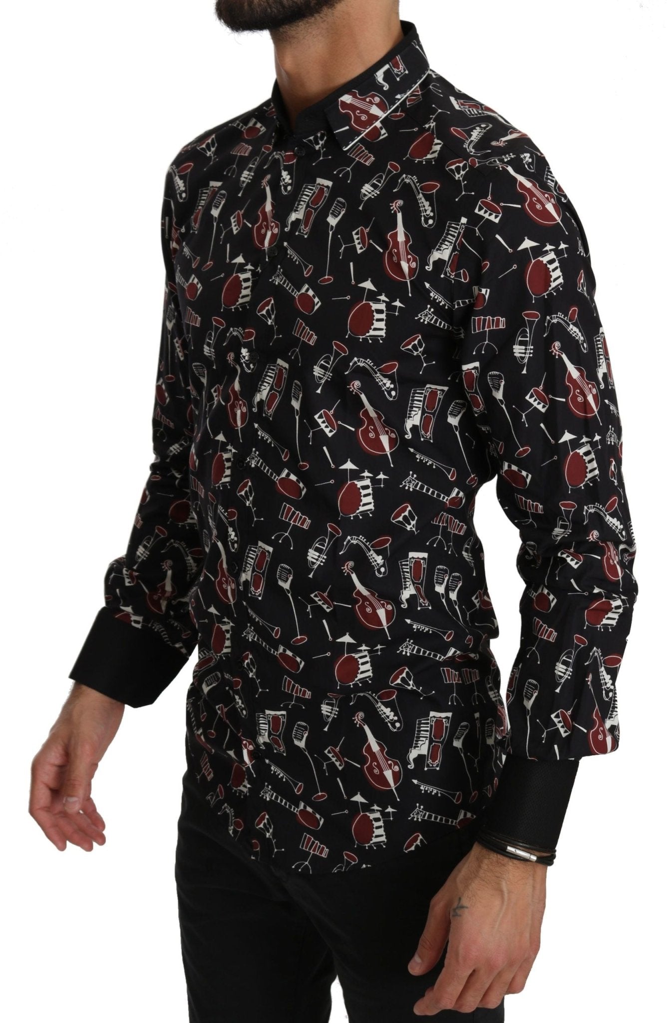 Dolce & Gabbana Black Musical Instrument Slim fit Shirt - Dani Dyers
