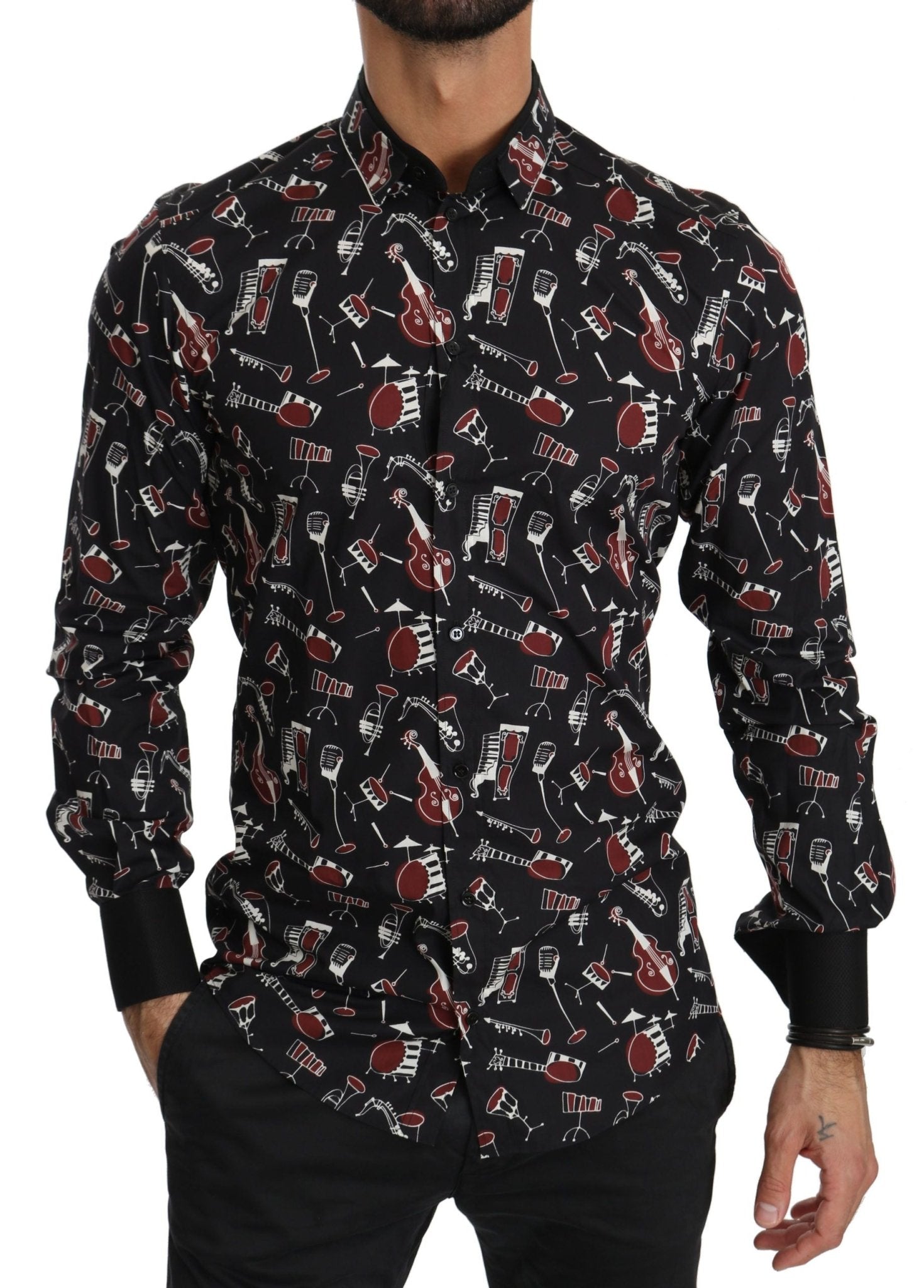 Dolce & Gabbana Black Musical Instrument Slim fit Shirt - Dani Dyers