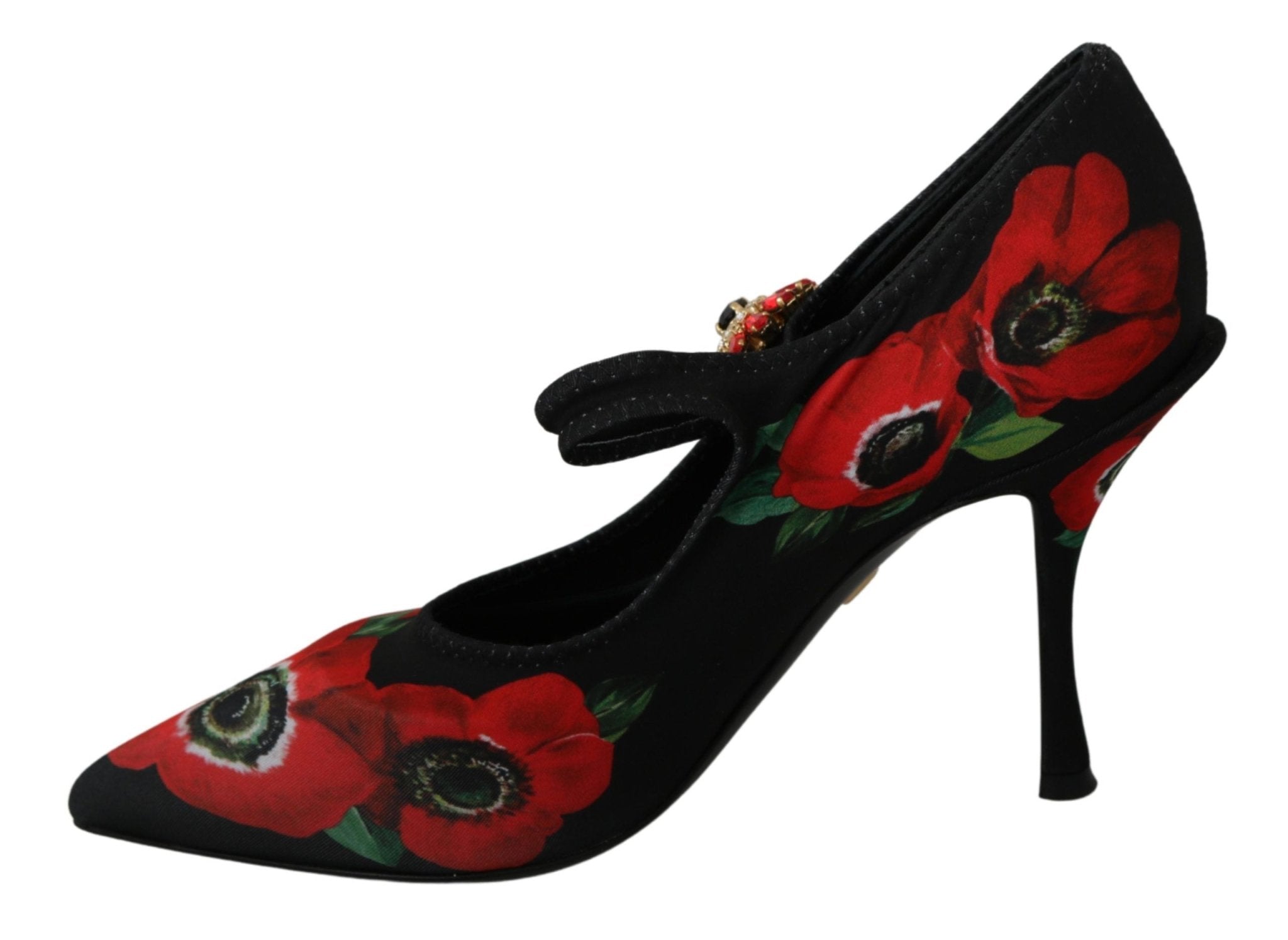 Dolce & Gabbana Black Red Floral Mary Janes Pumps Shoes - Dani Dyers