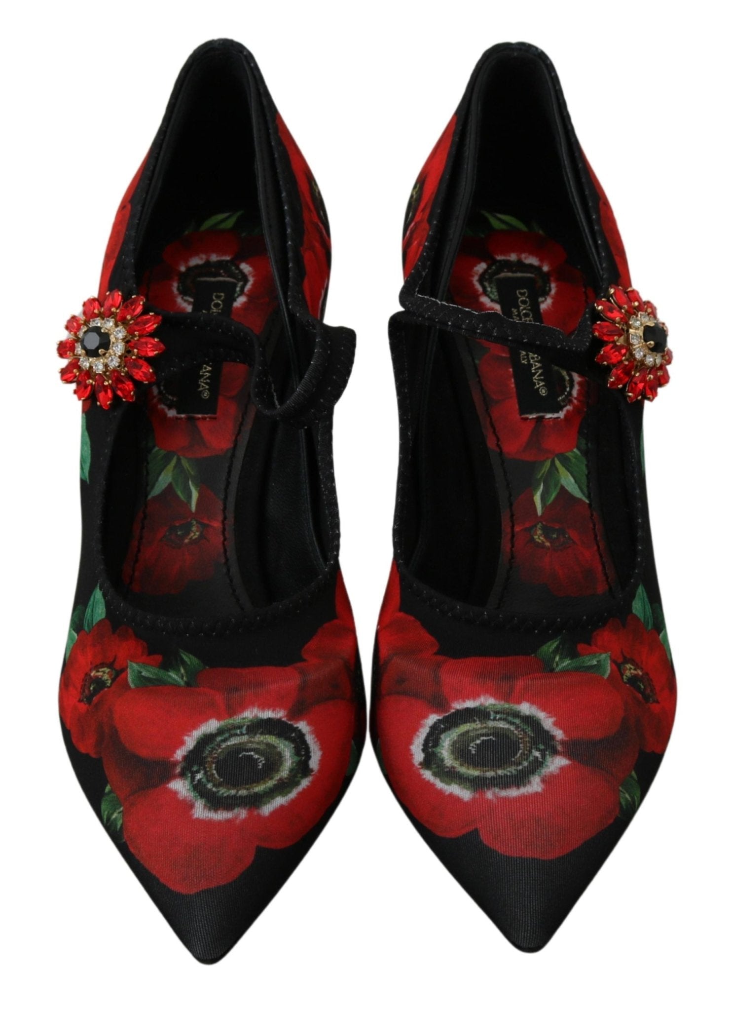 Dolce & Gabbana Black Red Floral Mary Janes Pumps Shoes - Dani Dyers