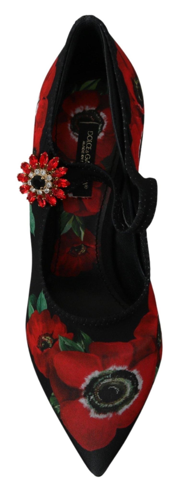 Dolce & Gabbana Black Red Floral Mary Janes Pumps Shoes - Dani Dyers