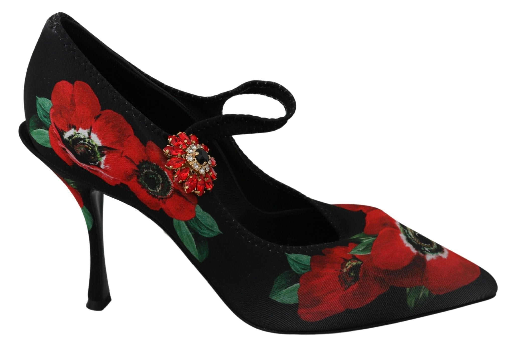 Dolce & Gabbana Black Red Floral Mary Janes Pumps Shoes - Dani Dyers