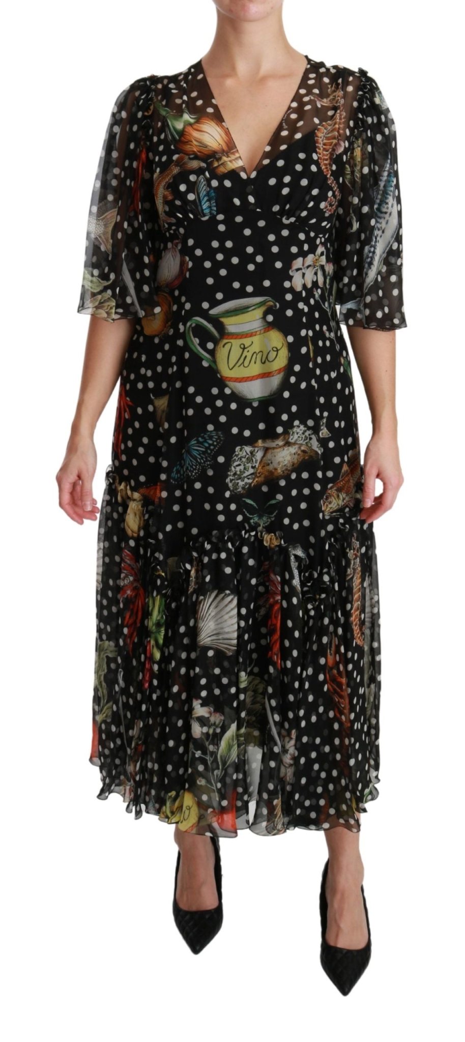 Dolce & Gabbana Black Sea Fish Sicily A - line Shift Dress - Dani Dyers