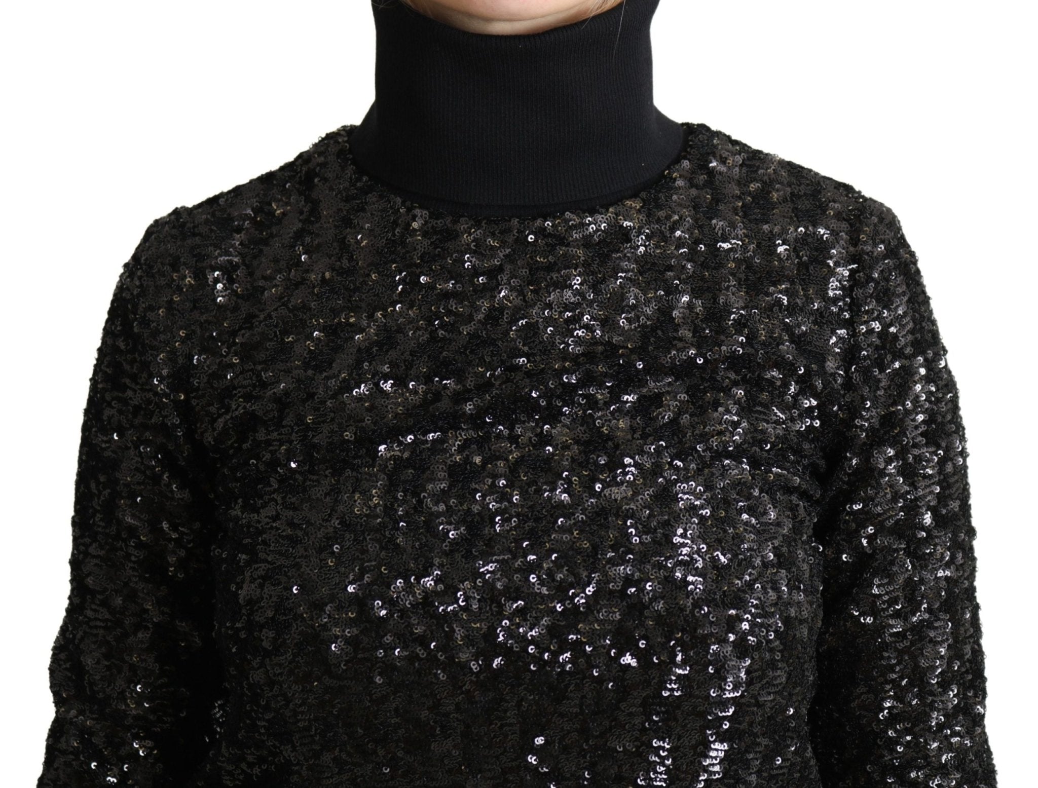Dolce & Gabbana Black Sequined Knitted Turtle Neck Sweater - Dani Dyers