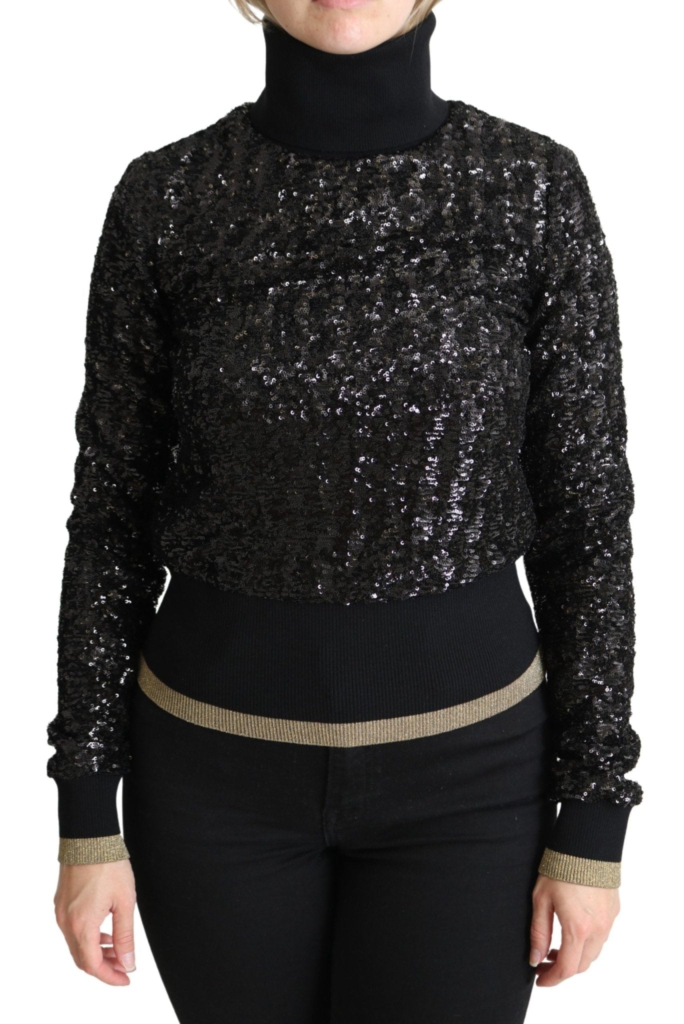Dolce & Gabbana Black Sequined Knitted Turtle Neck Sweater - Dani Dyers