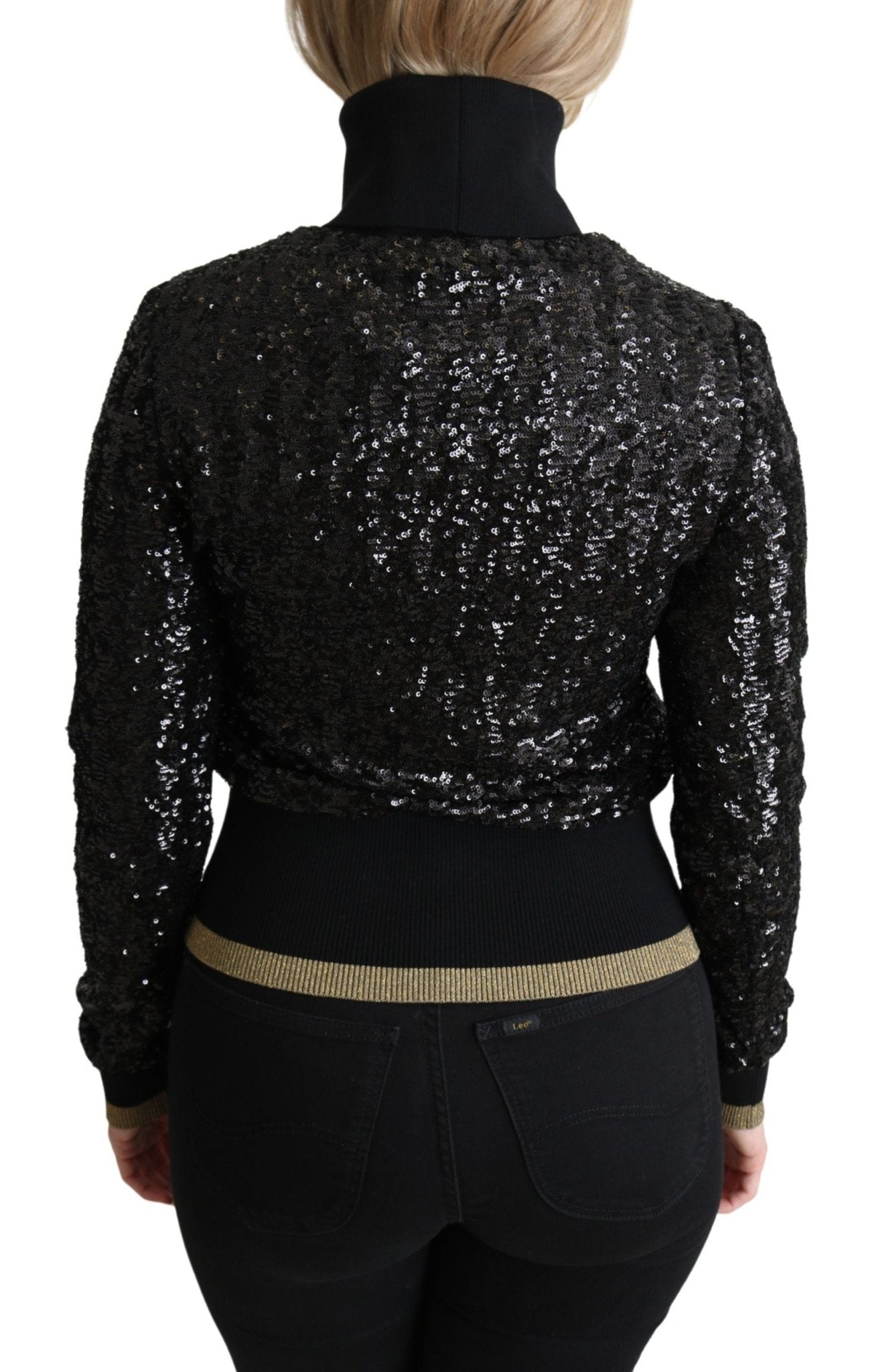 Dolce & Gabbana Black Sequined Knitted Turtle Neck Sweater - Dani Dyers