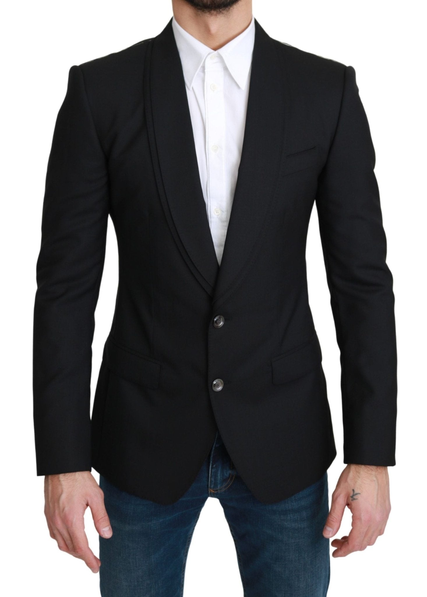 Dolce & Gabbana Black Single Breasted Formal Wool Blazer - Dani Dyers