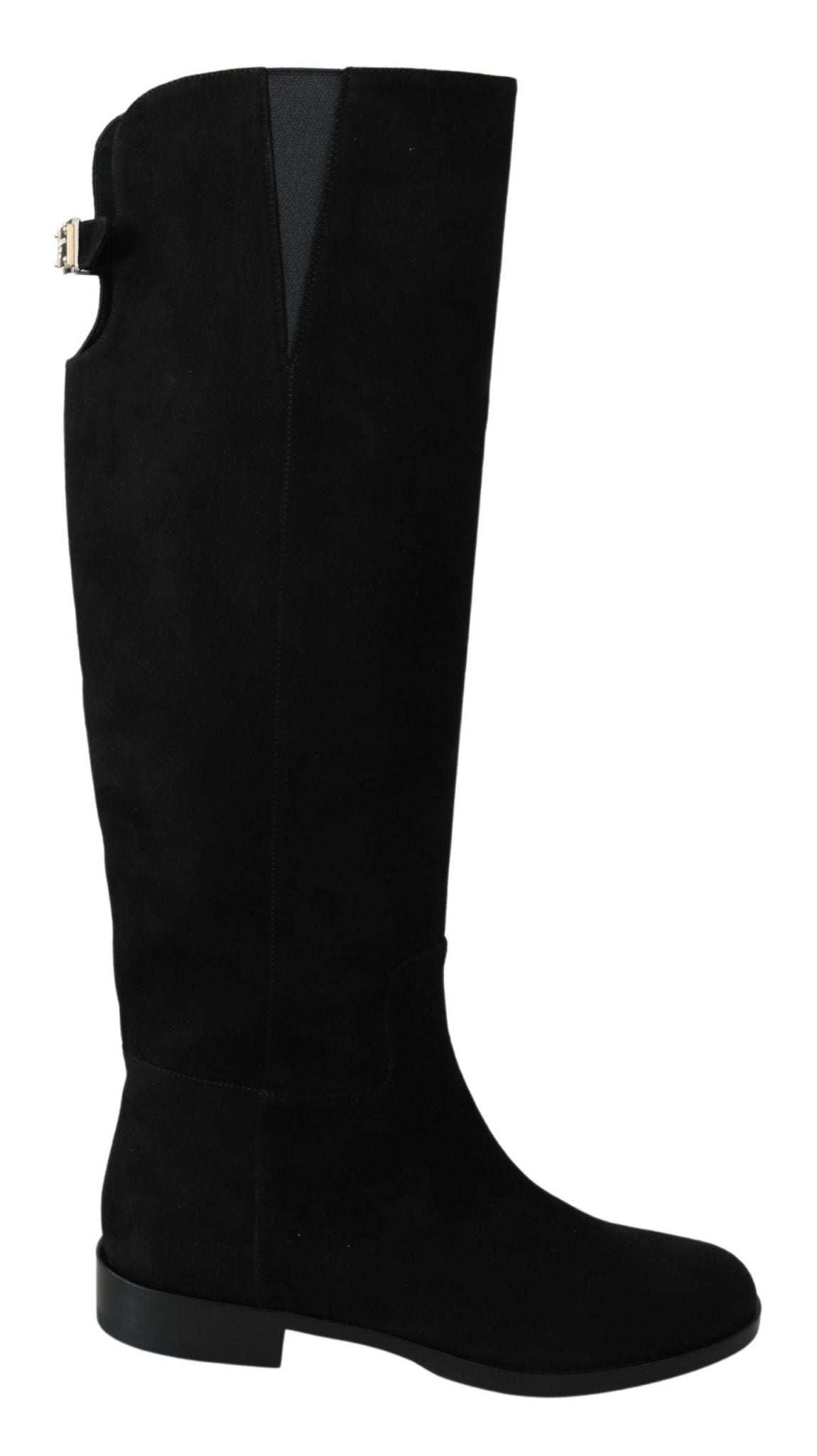 Dolce & Gabbana Black Suede Knee High Flat Boots Shoes - Dani Dyers