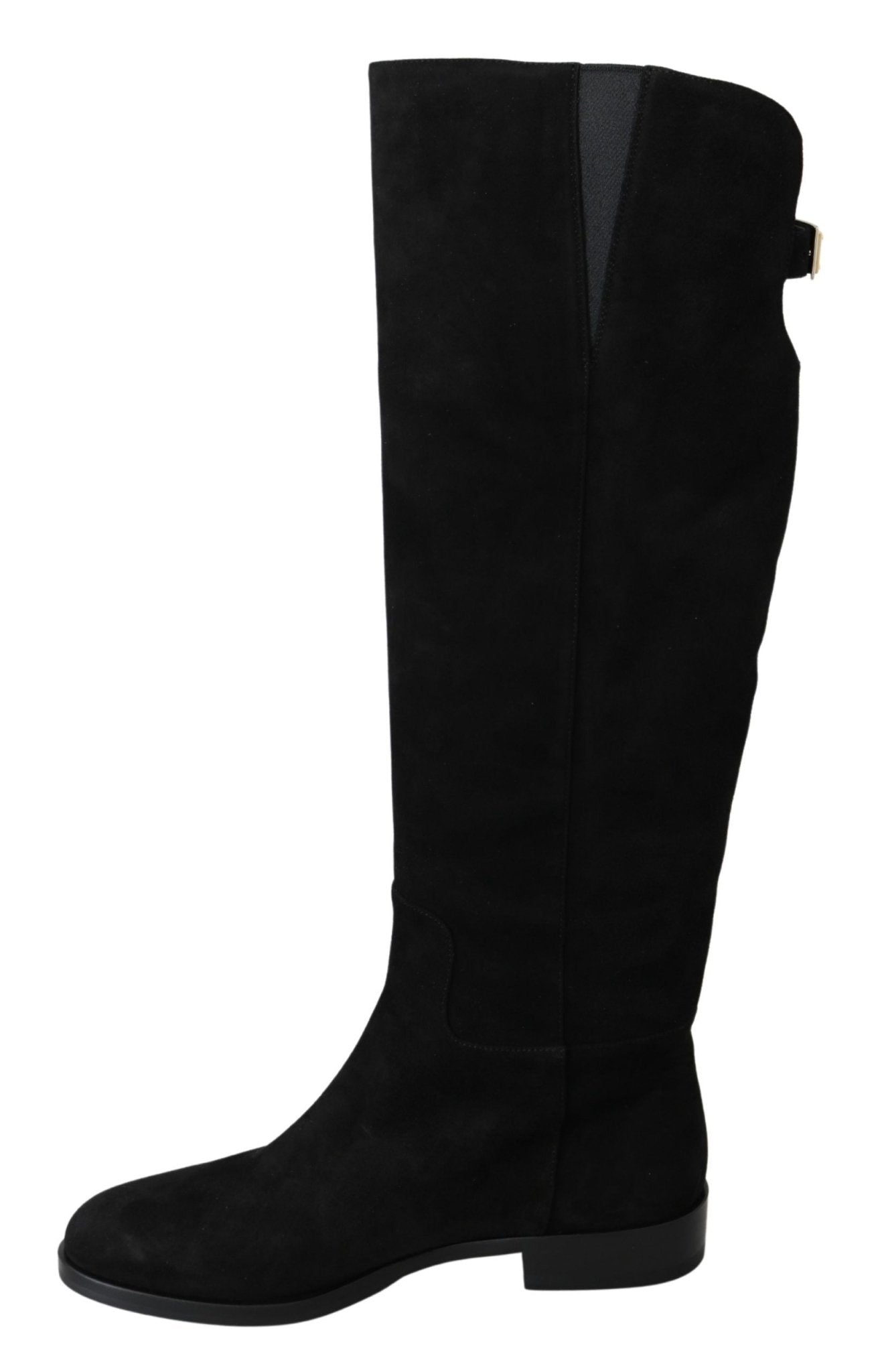 Dolce & Gabbana Black Suede Knee High Flat Boots Shoes - Dani Dyers