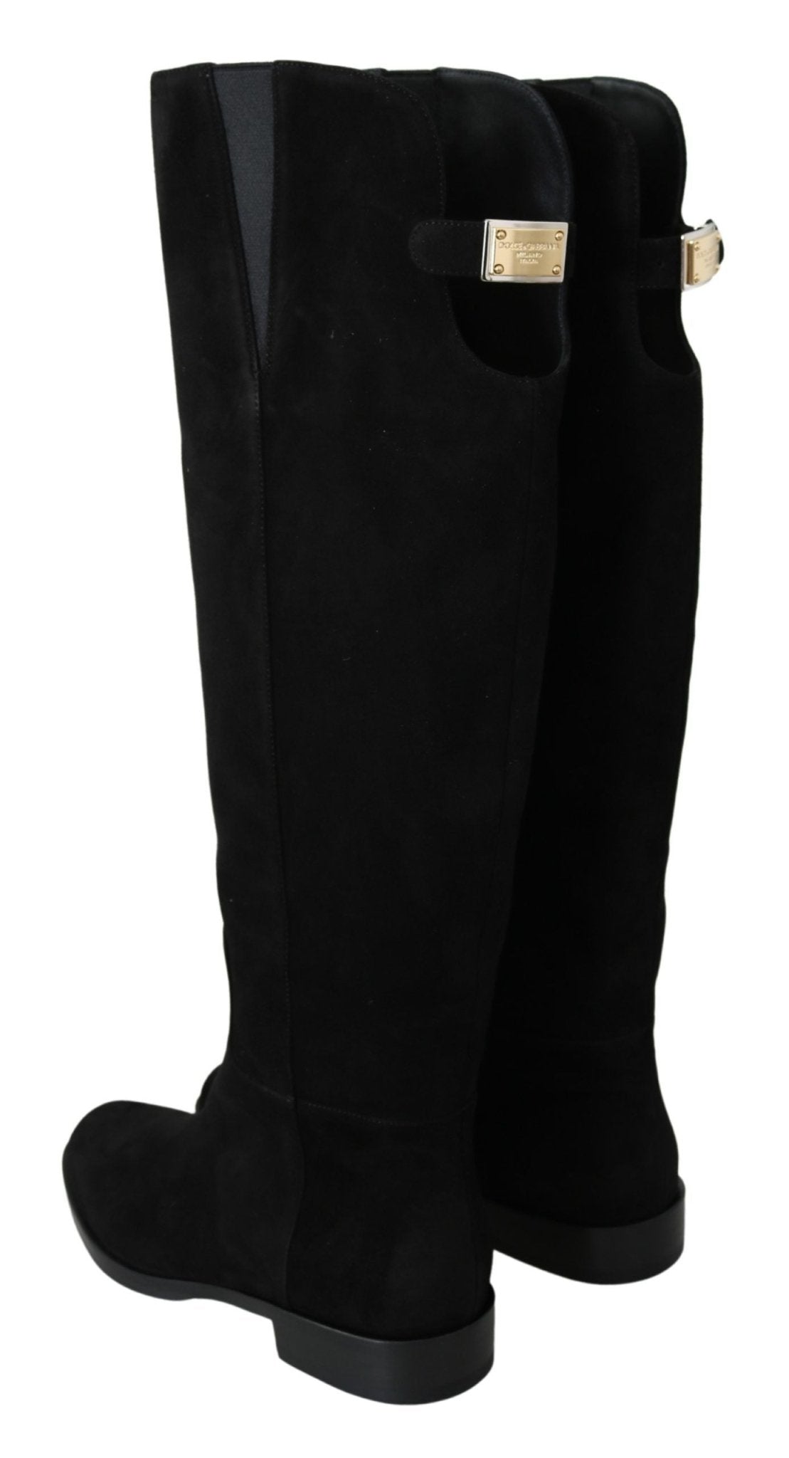 Dolce & Gabbana Black Suede Knee High Flat Boots Shoes - Dani Dyers