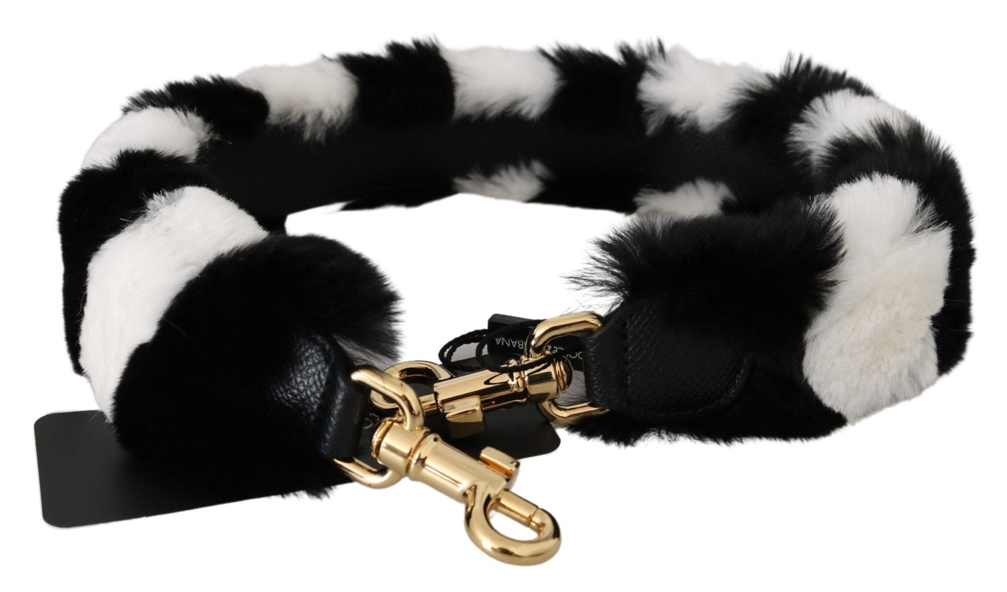 Dolce & Gabbana Black White Lapin Fur Accessory Shoulder Strap - Dani Dyers