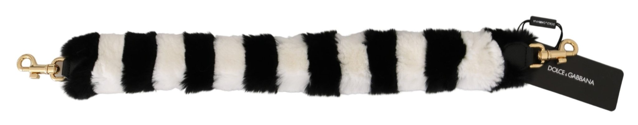 Dolce & Gabbana Black White Lapin Fur Accessory Shoulder Strap - Dani Dyers