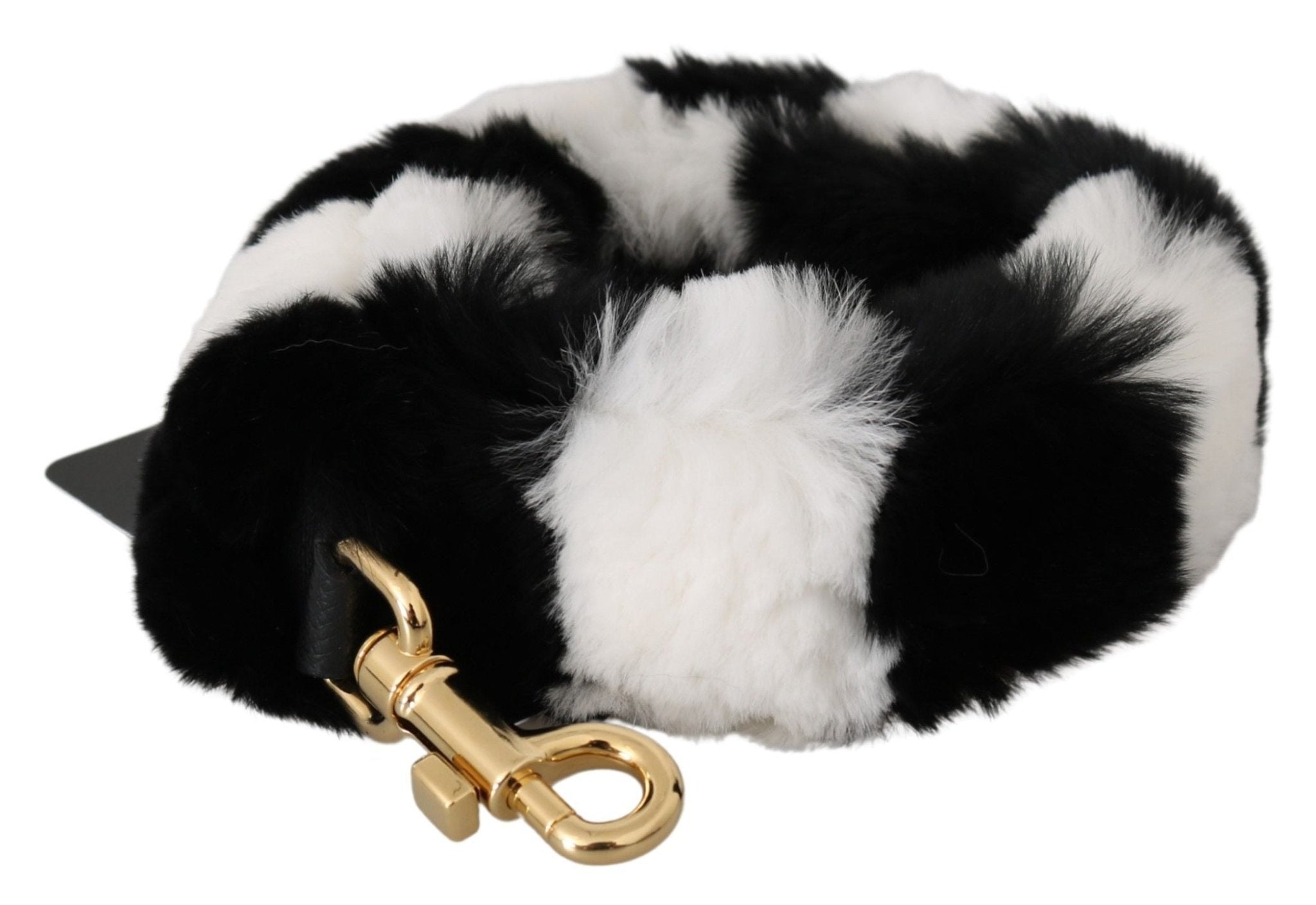 Dolce & Gabbana Black White Lapin Fur Accessory Shoulder Strap - Dani Dyers