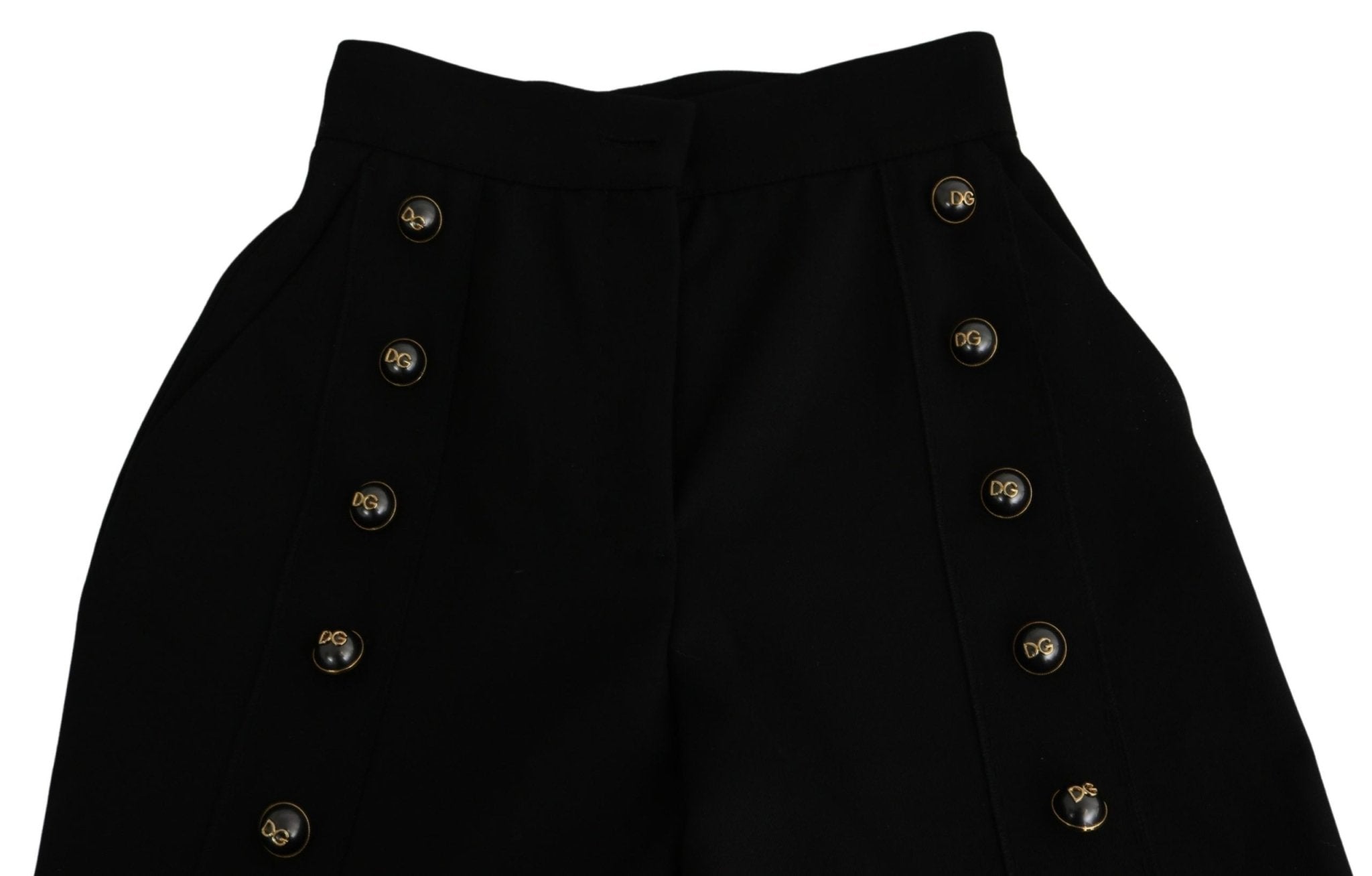 Dolce & Gabbana Black Wide Wool Leg Cropped Trouser Pant - Dani Dyers