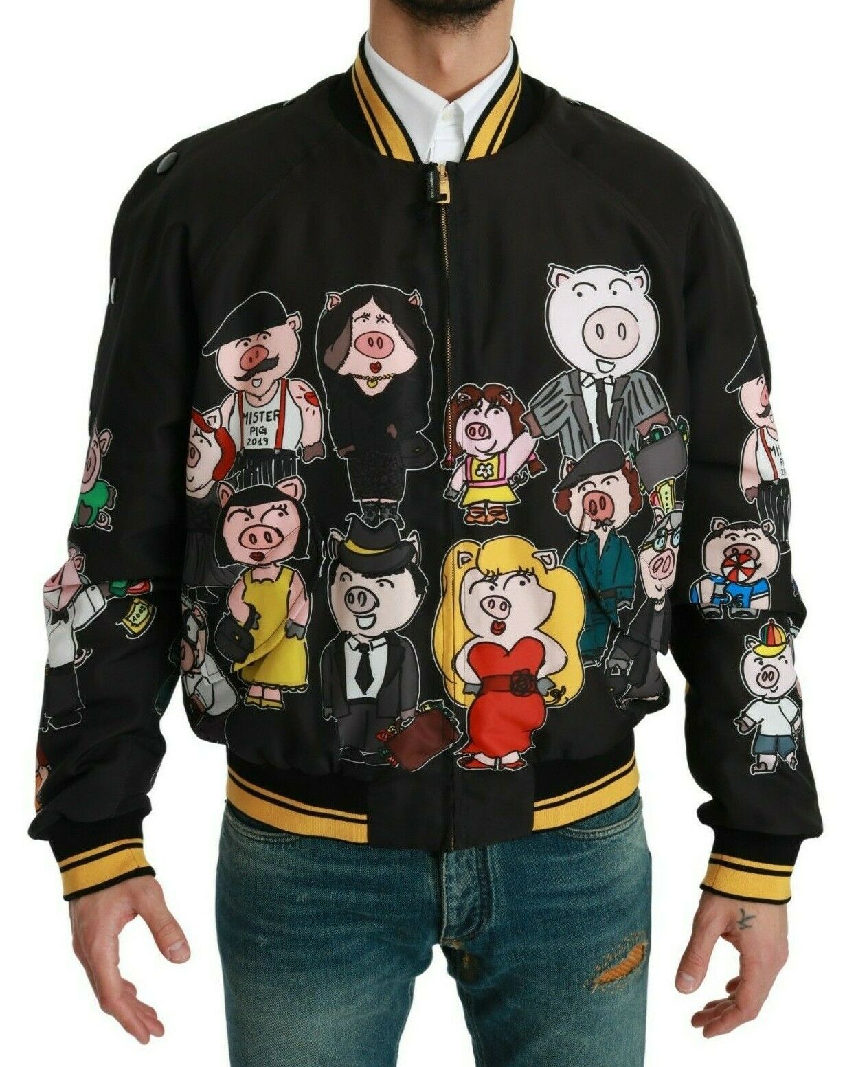 Dolce & Gabbana Black YEAR OF THE PIG Bomber Jacket - Dani Dyers