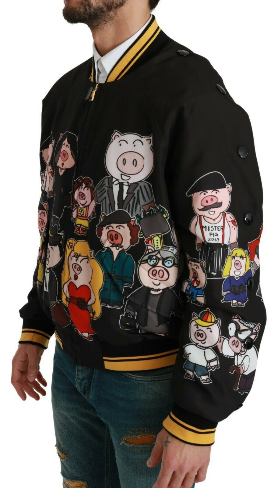Dolce & Gabbana Black YEAR OF THE PIG Bomber Jacket - Dani Dyers