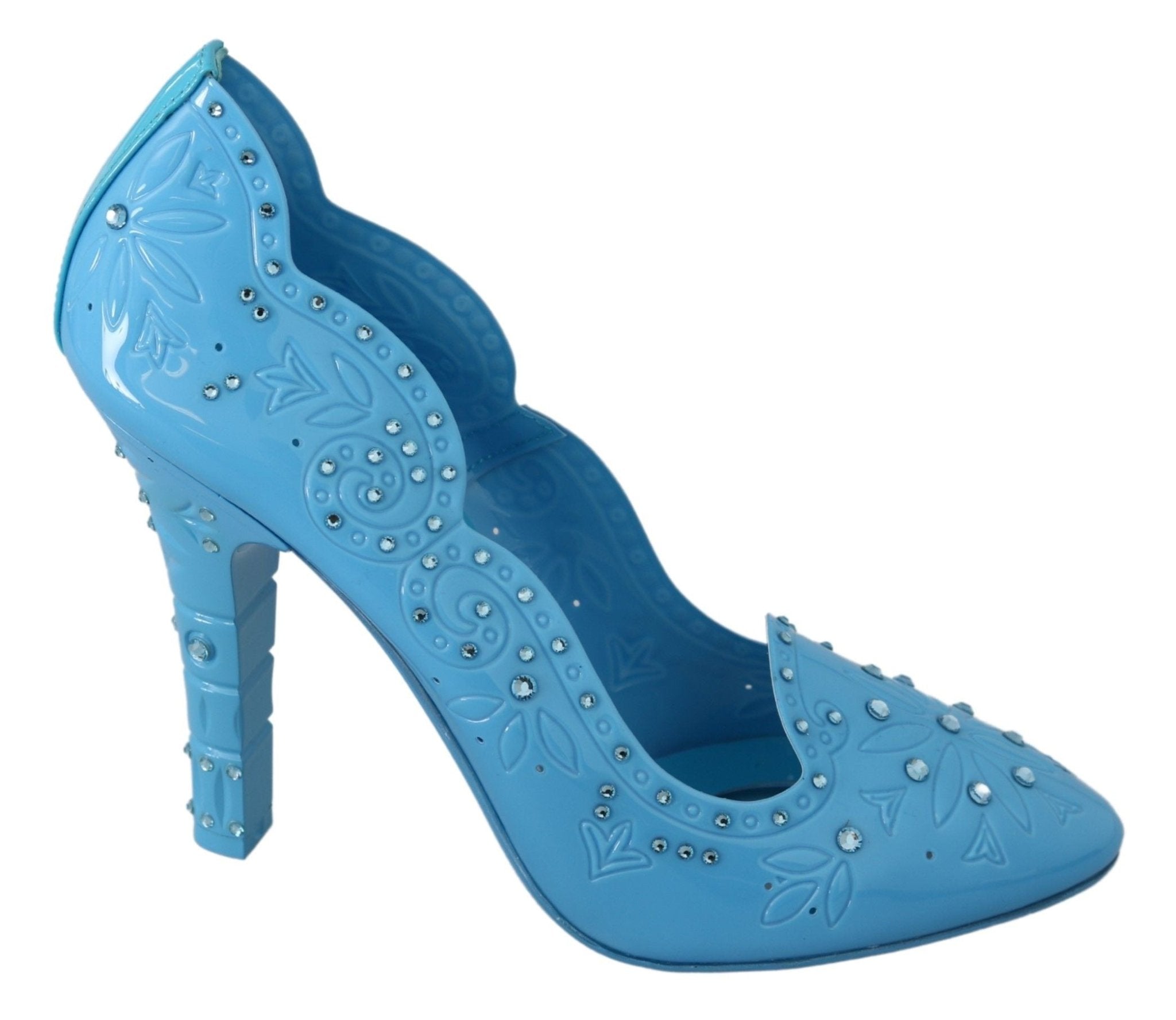 Dolce & Gabbana Blue Crystal Floral CINDERELLA Heels Shoes - Dani Dyers