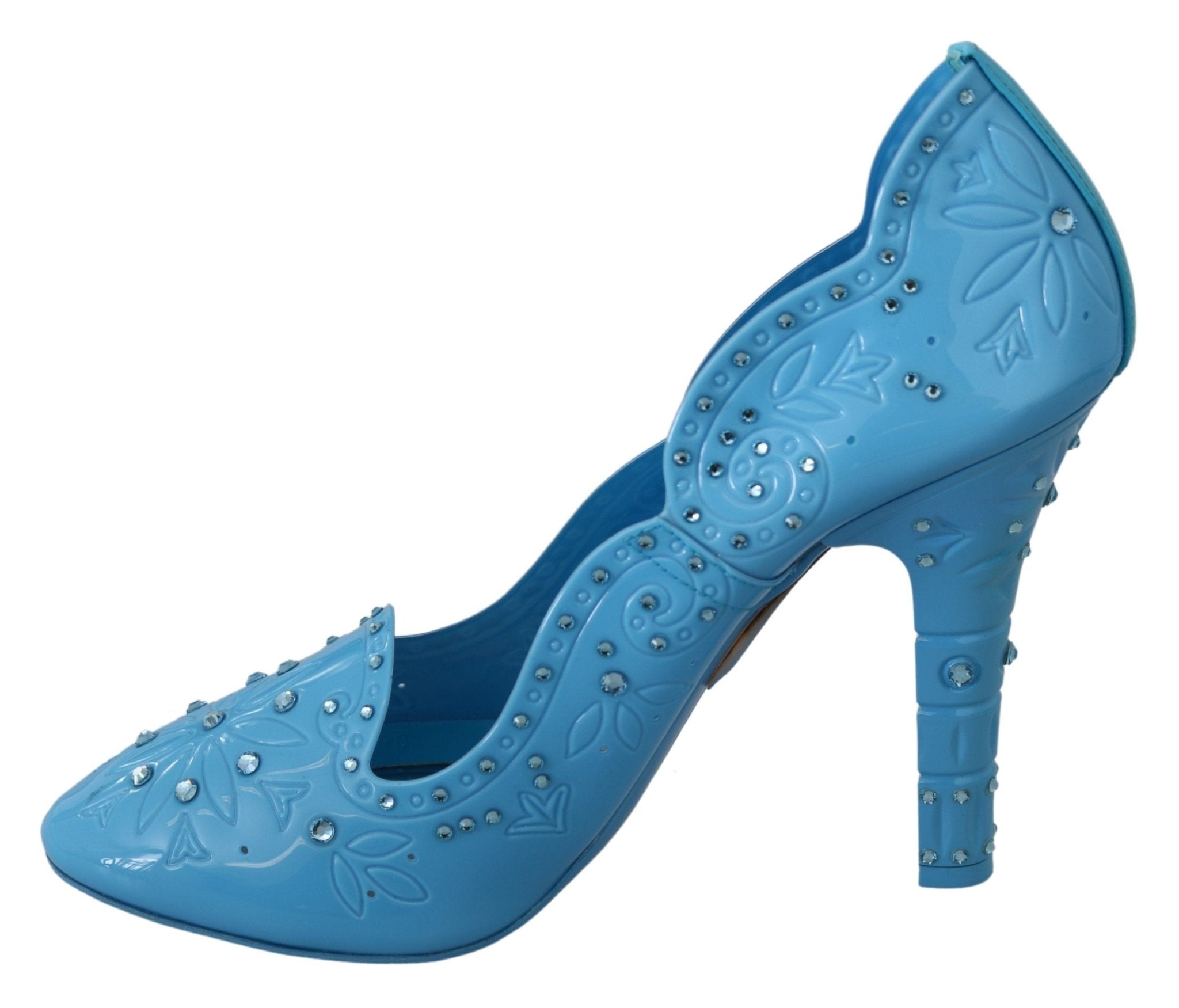 Dolce & Gabbana Blue Crystal Floral CINDERELLA Heels Shoes - Dani Dyers